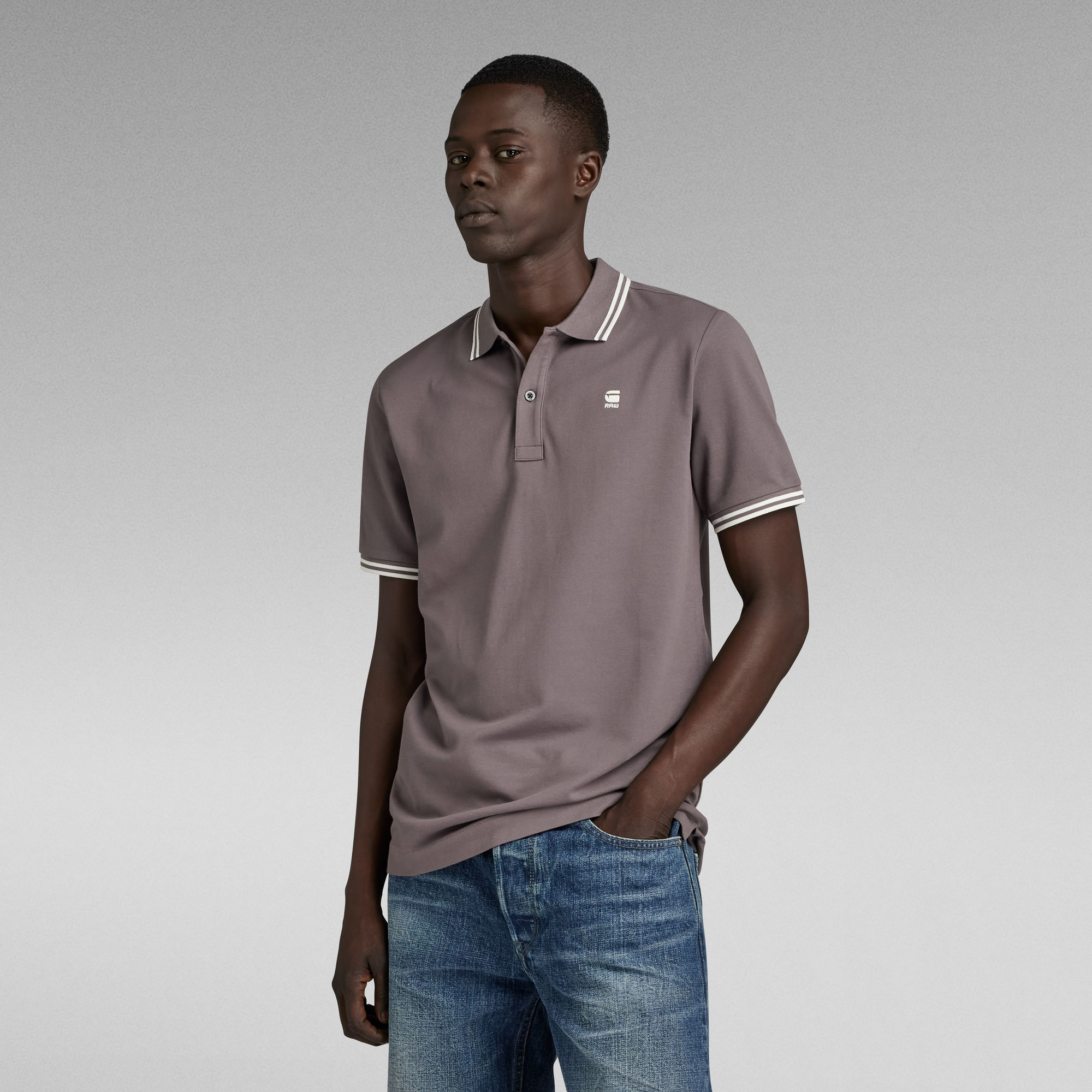 

Dunda Slim Stripe Polo - Grey - Men