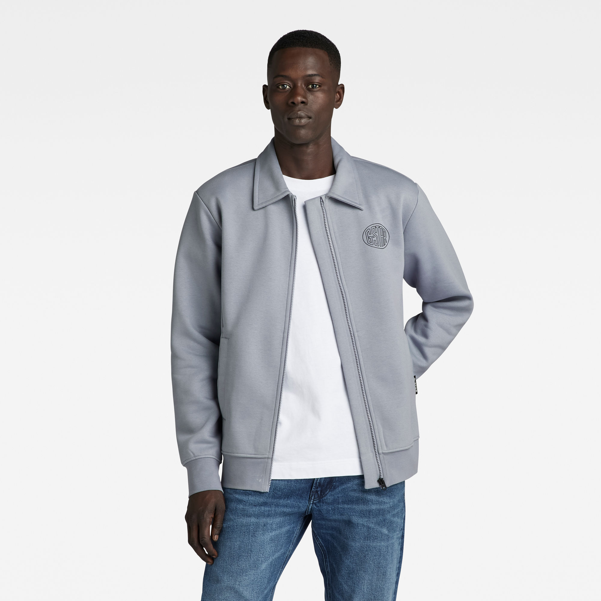 

Polo Collar Sweater Met Rits - Grijs - Heren