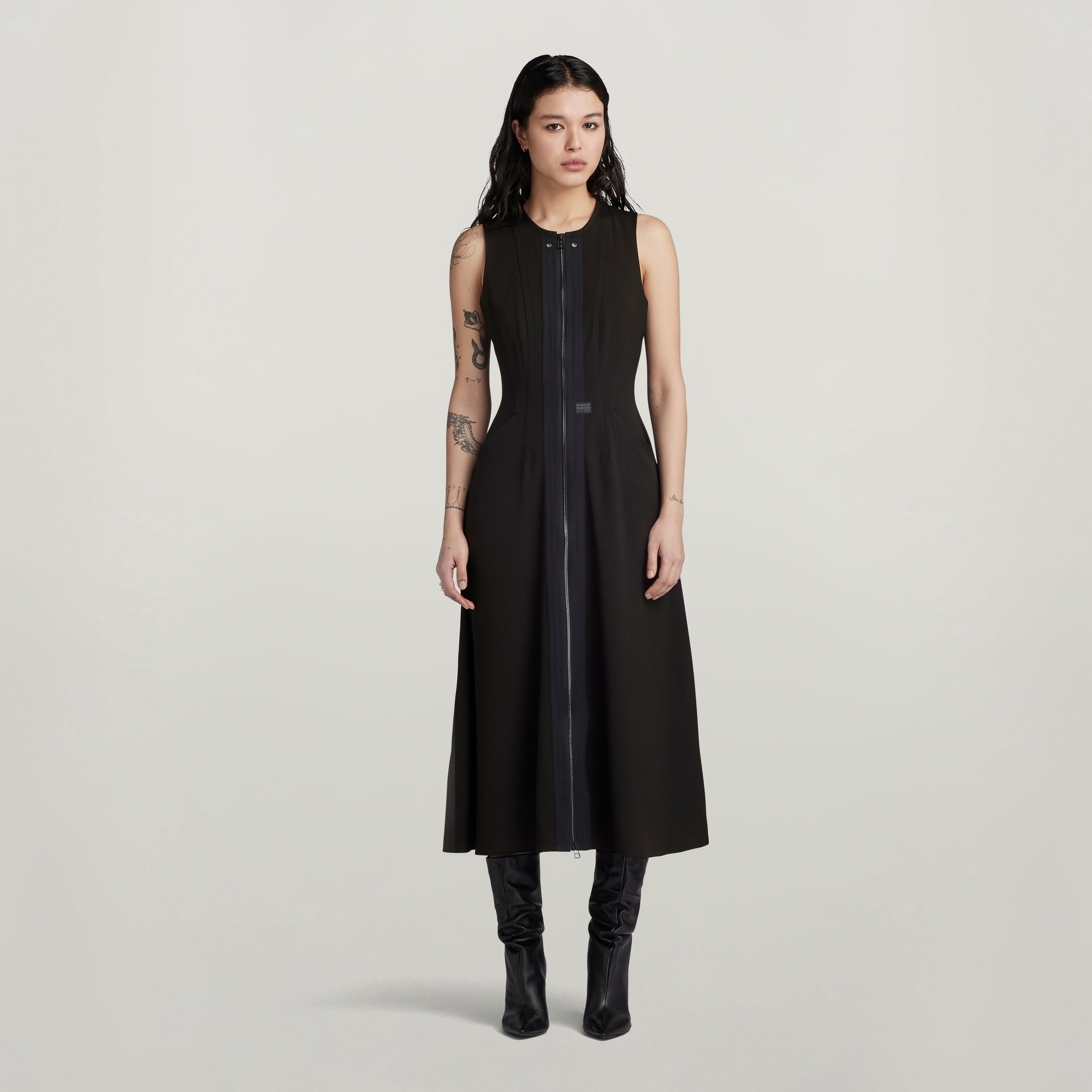 G-Star RAW Corset Flare Jurk Zwart Dames