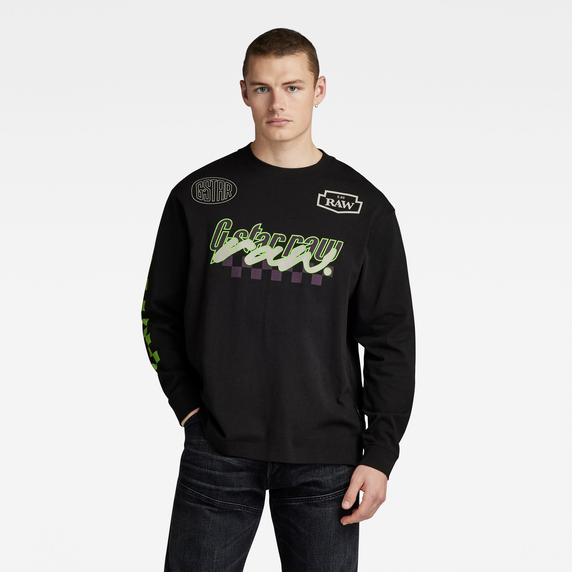 

Moto Boxy Graphic T-Shirt - Zwart - Heren