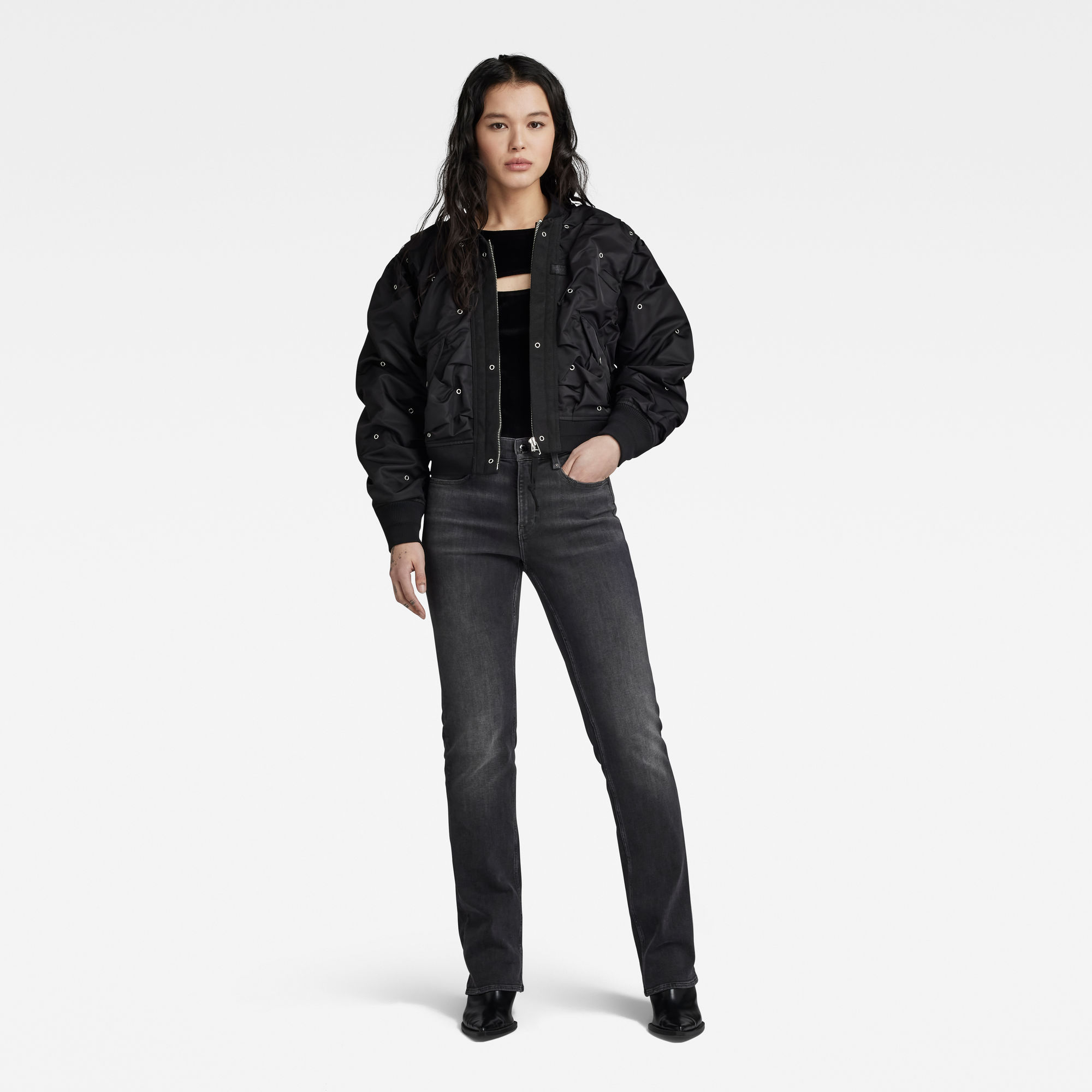 

Cropped Party Bomber - Black - Women