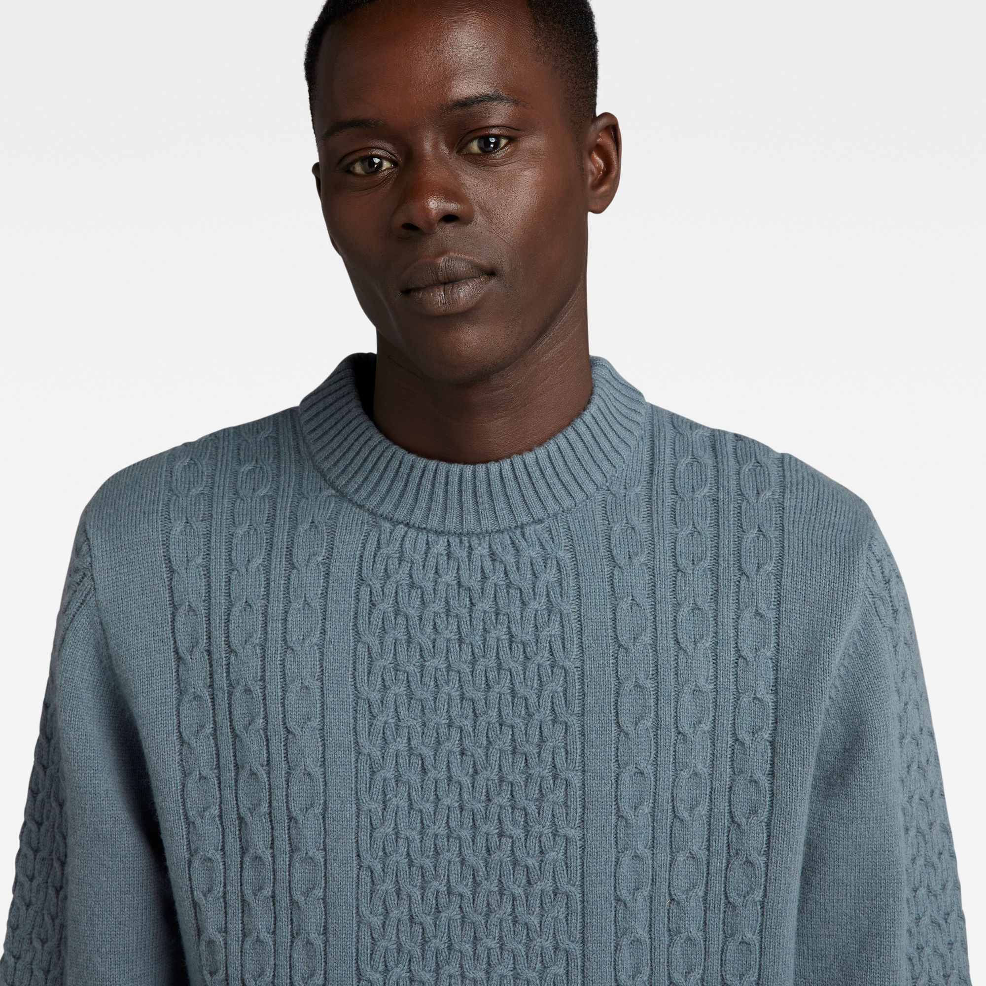 G-Star RAW Gebreide Trui Cable Grijs Heren