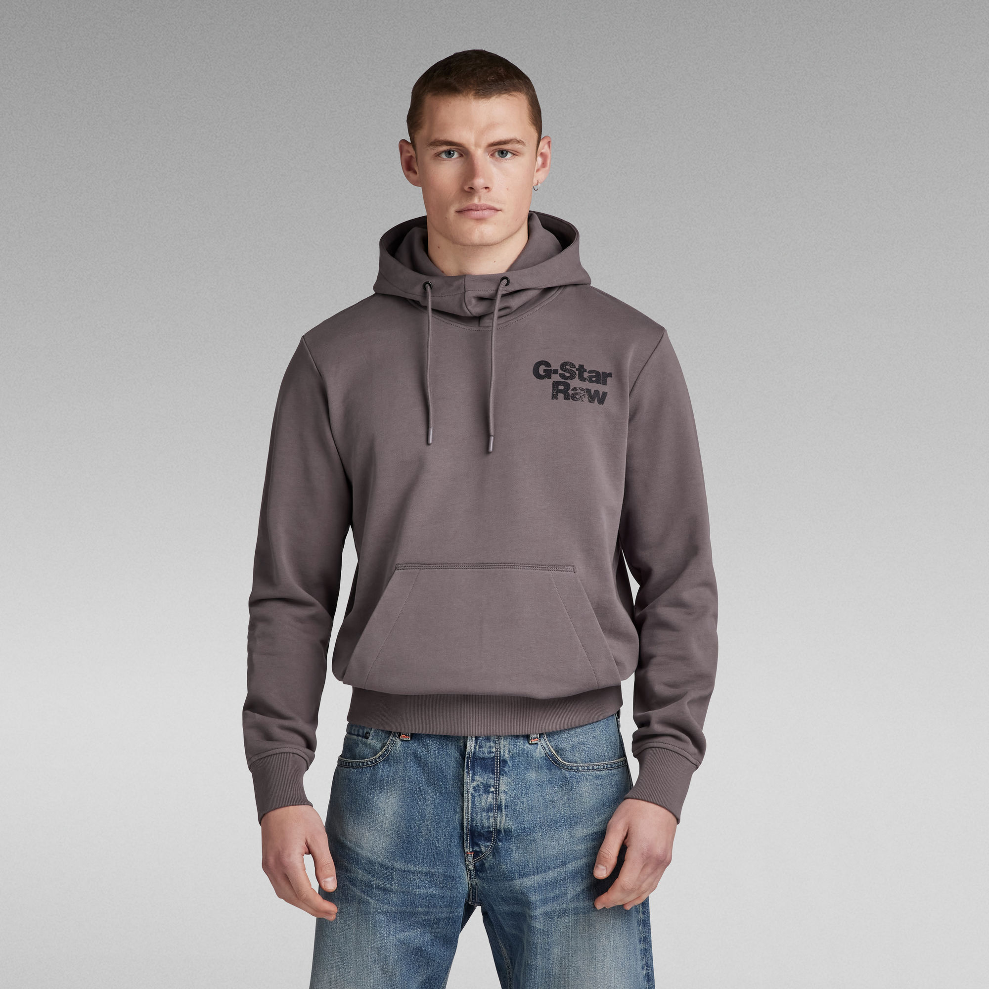 Back Print Hoodie - Grau - Herren