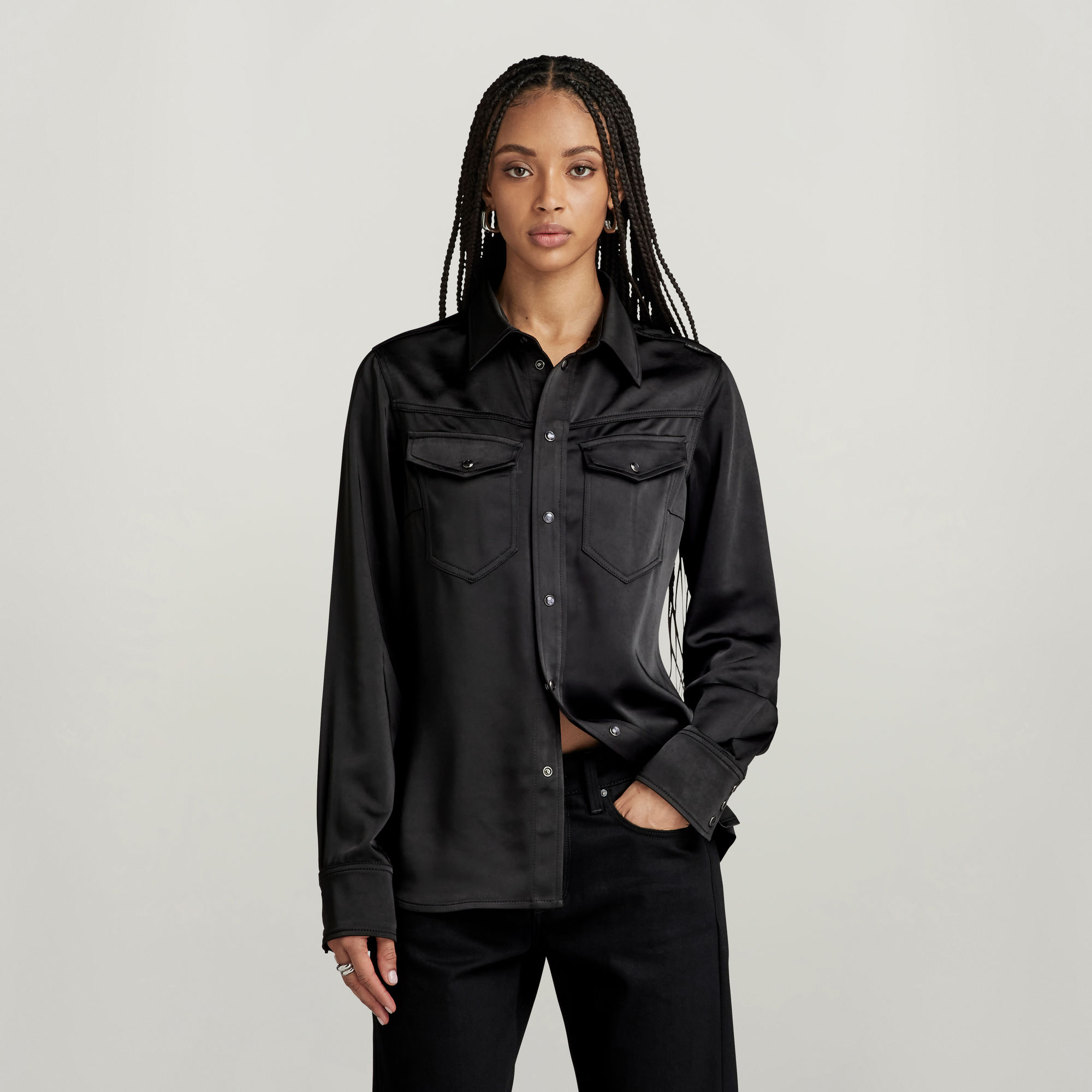 G-Star RAW Slim Shirt Zwart Dames