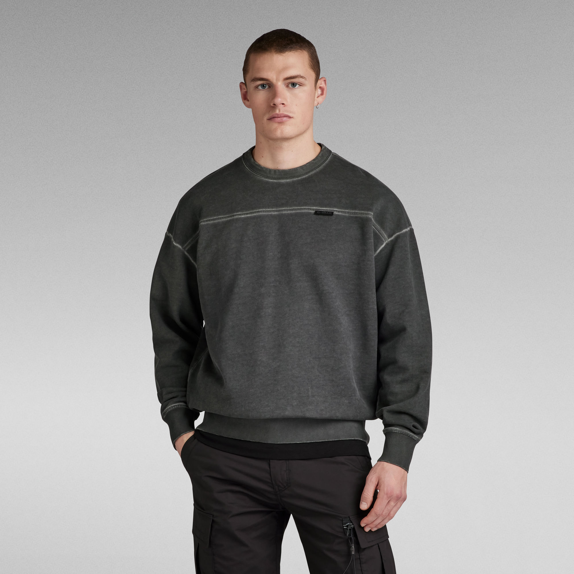 

Garment Dyed Loose Sweater - Grijs - Heren