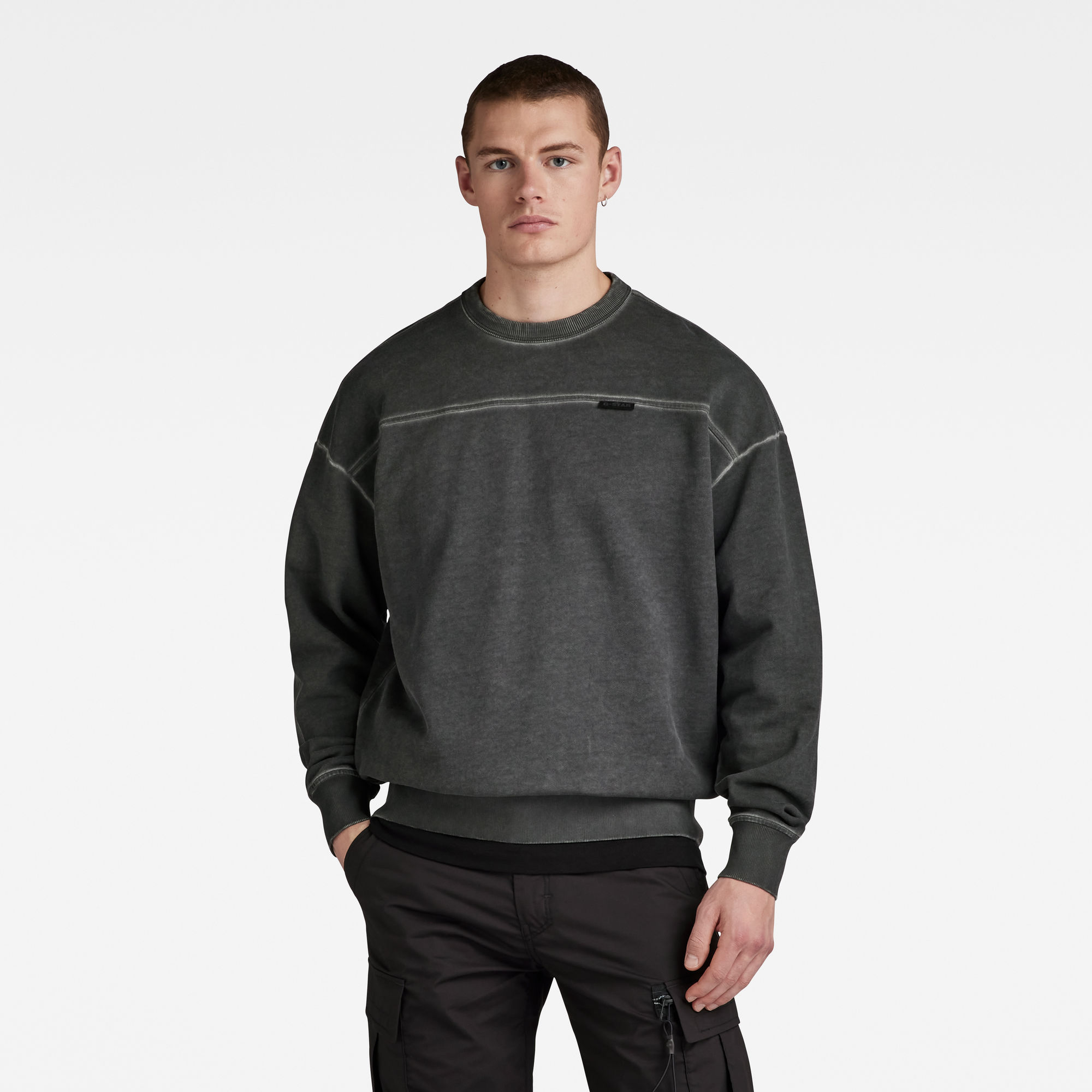 

Garment Dyed Loose Sweater - Grey - Men