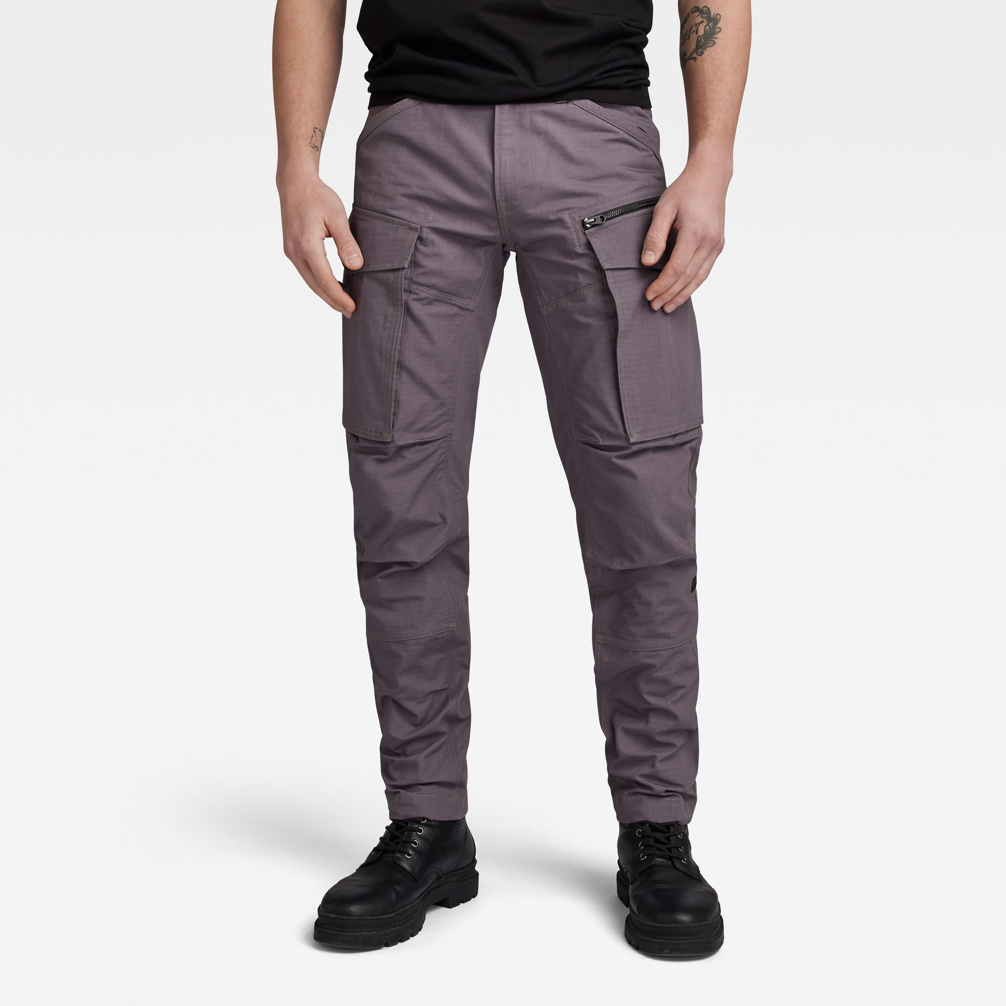 

Rovic Zip 3D Regular Tapered Pants - Grey - Men