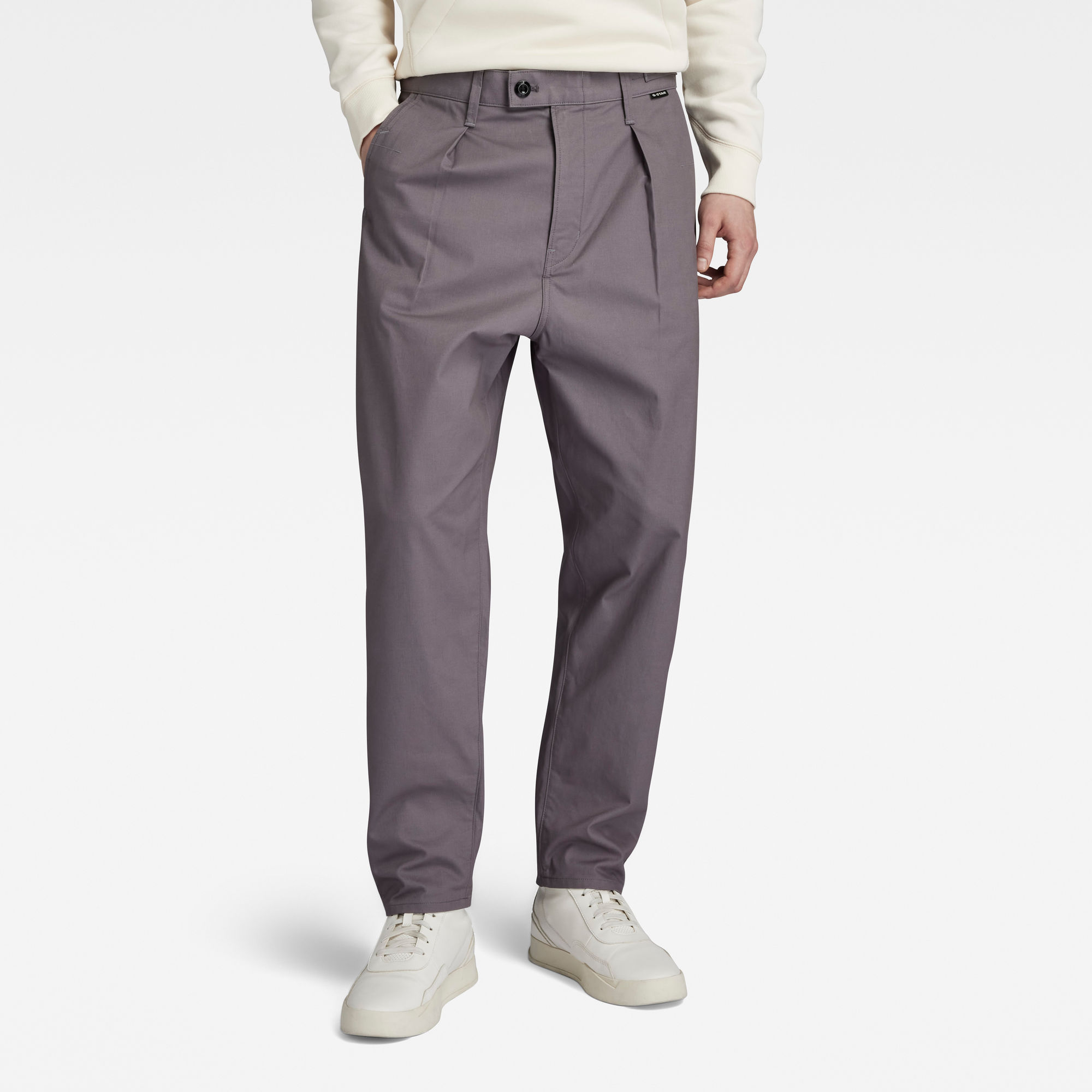 

Unisex Pleated Chino Relaxed - Grijs - Heren