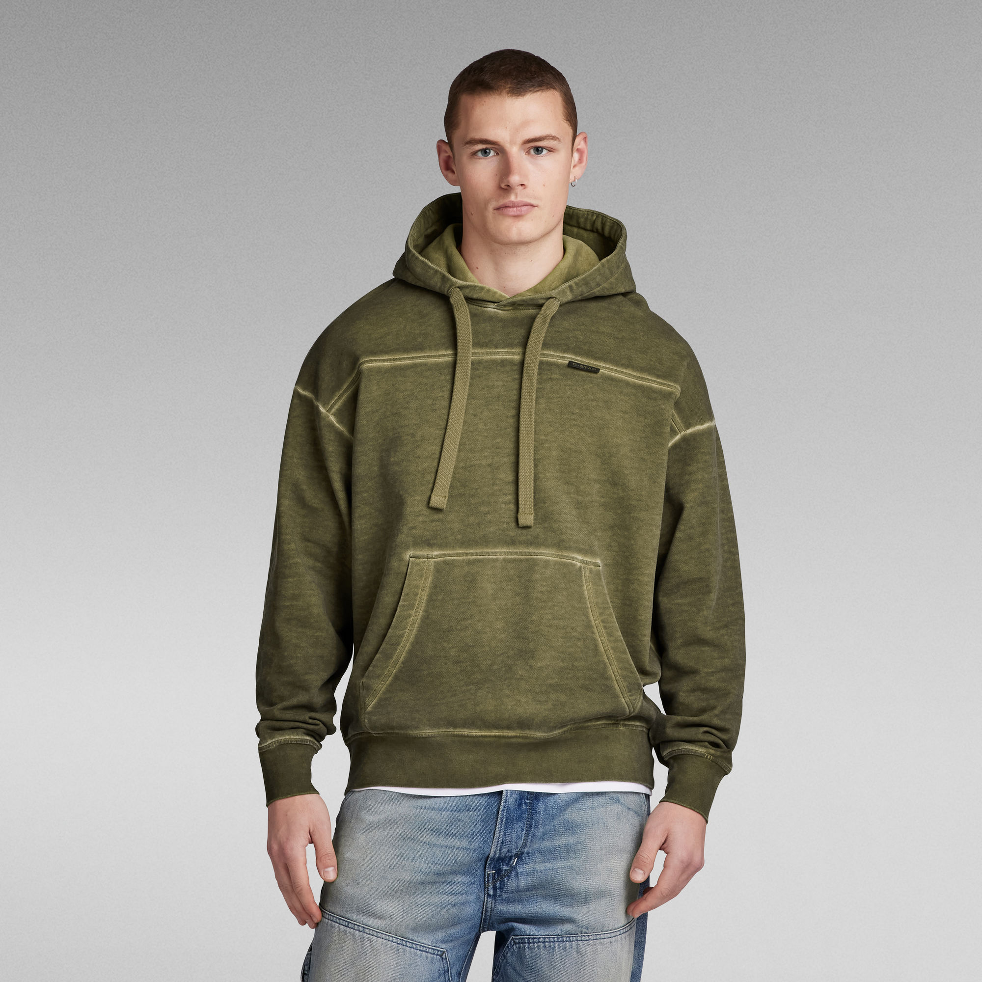 

Garment Dyed Loose Hoodie - Green - Men