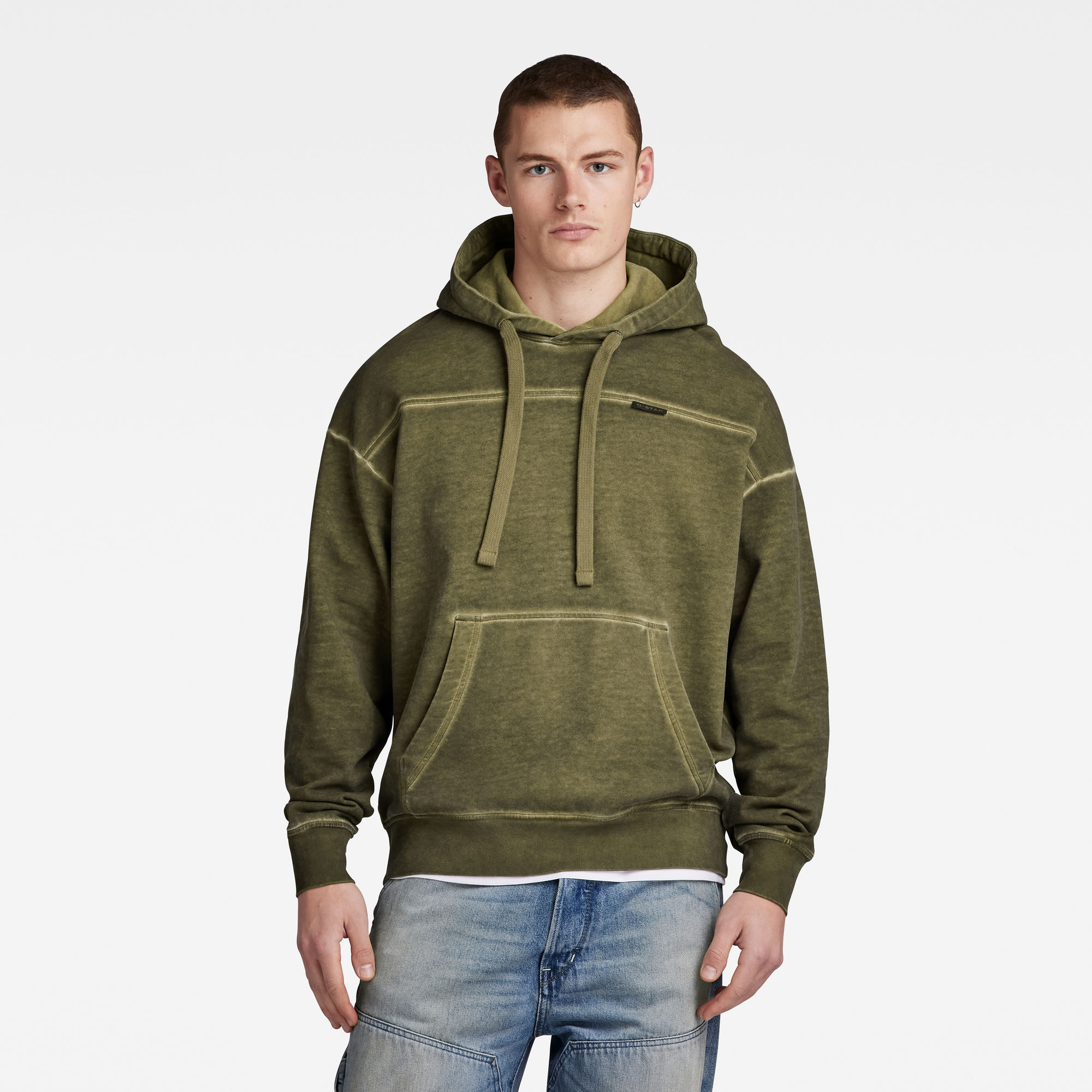 

Garment Dyed Loose Hoodie - Green - Men