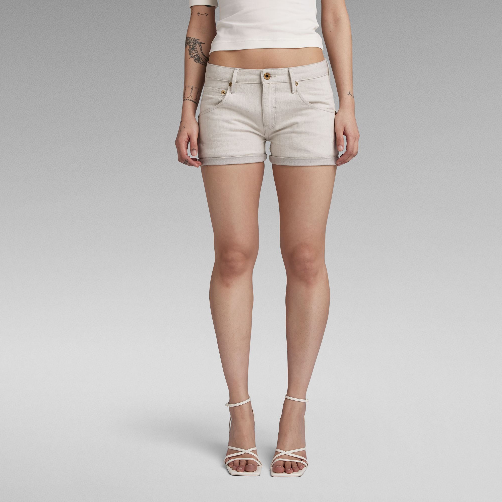 

Y2K Denim Shorts - White - Women