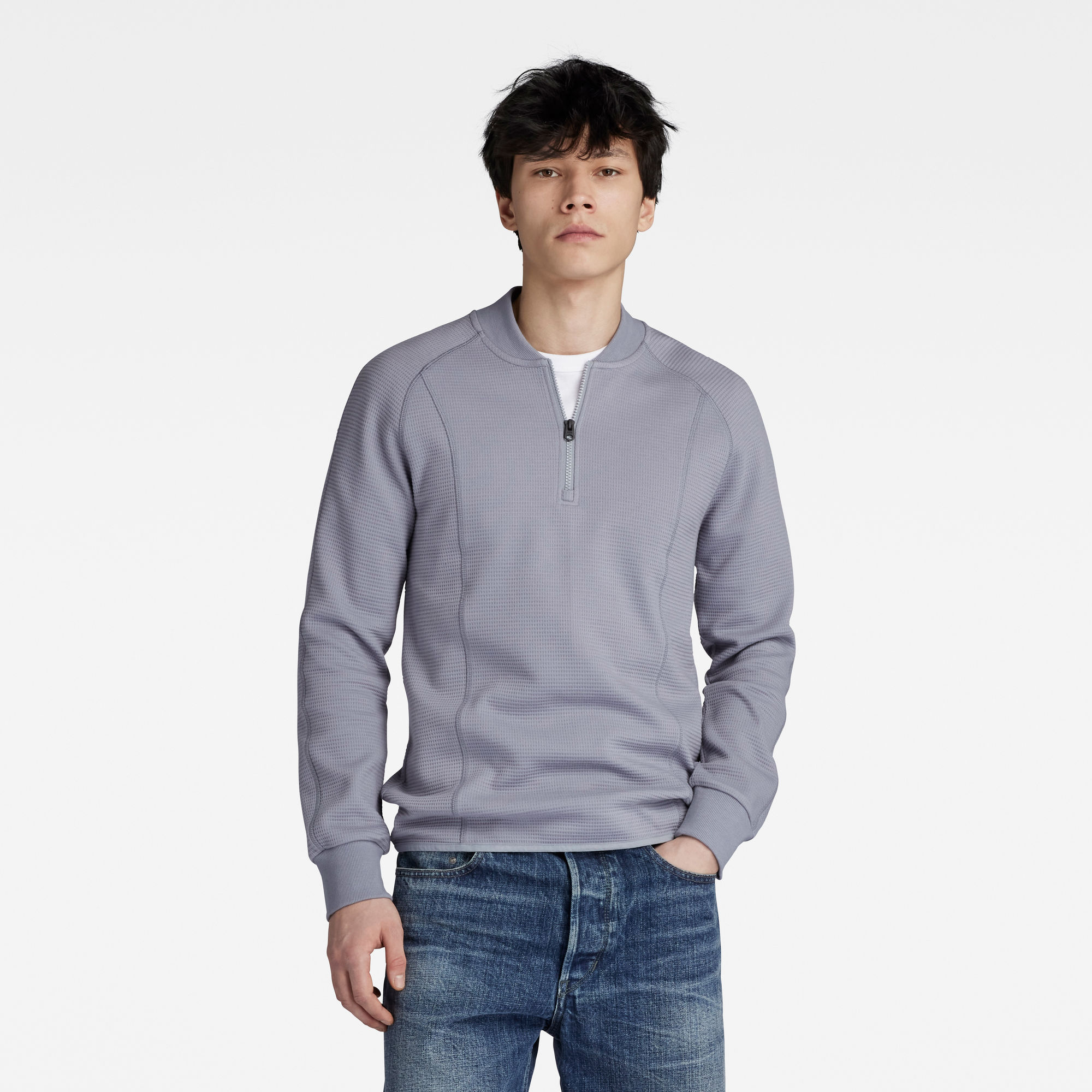 G-Star RAW Jirgi Half Zip Tweeter Slim Grijs Heren