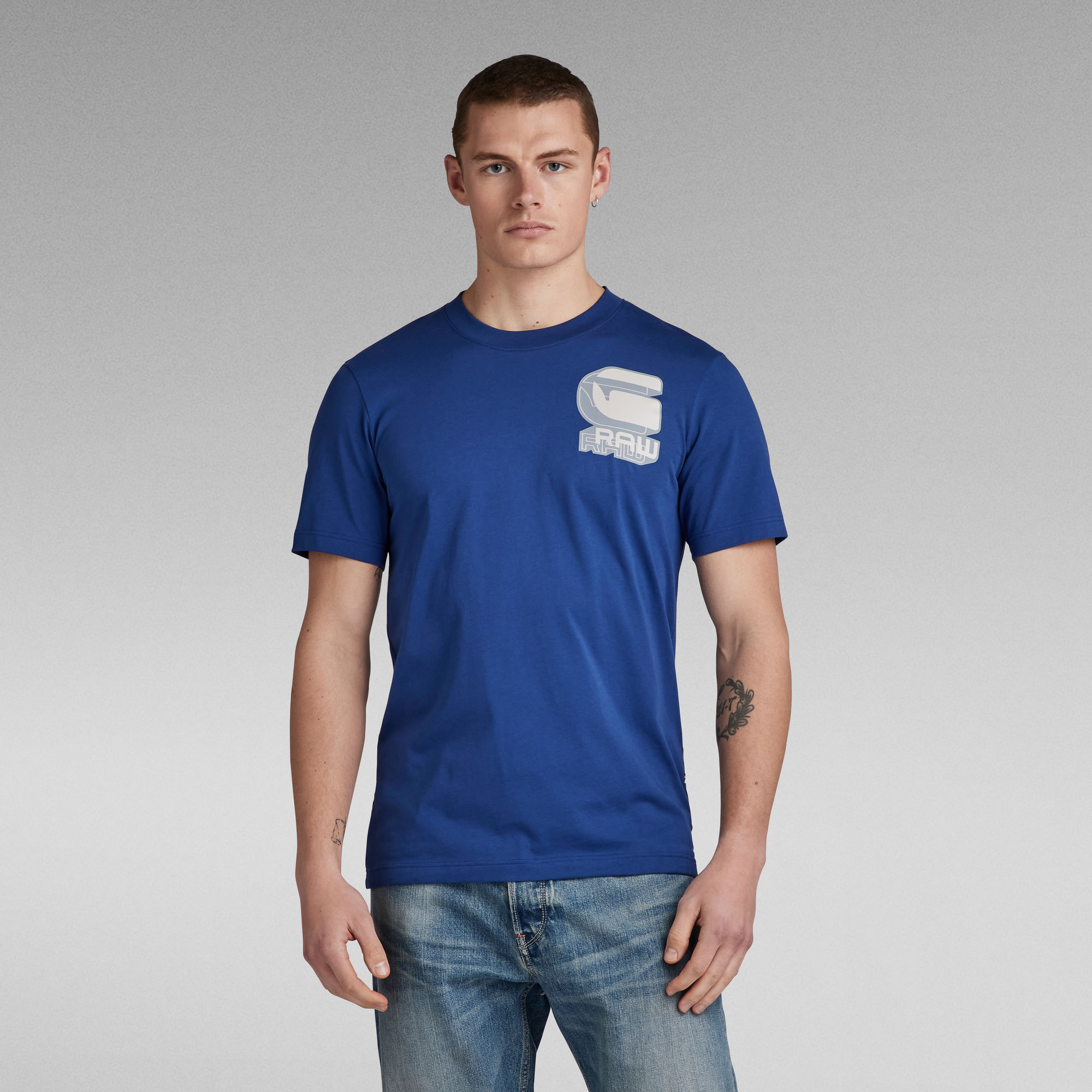 

Shadow Graphic Slim T-Shirt - Medium blue - Men