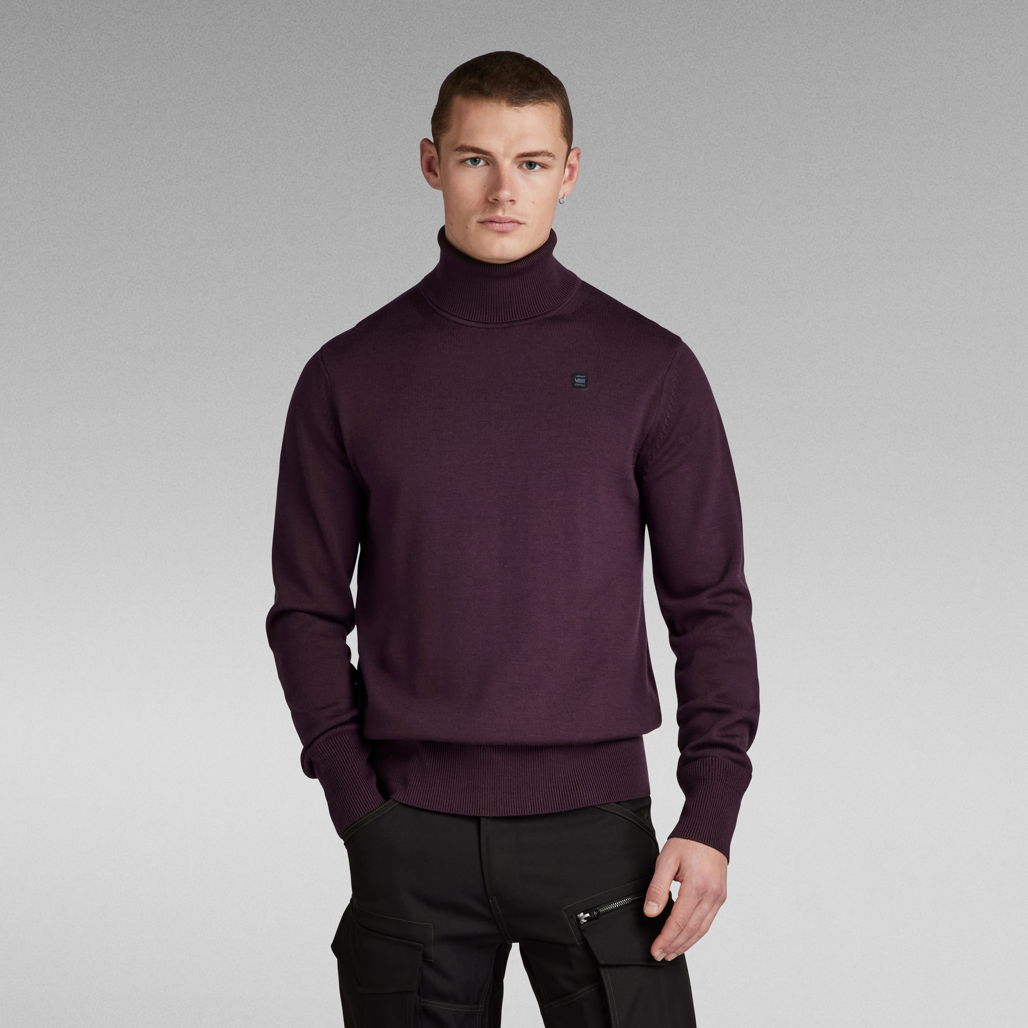 

Premium Core Turtle Knitted Sweater - Purple - Men