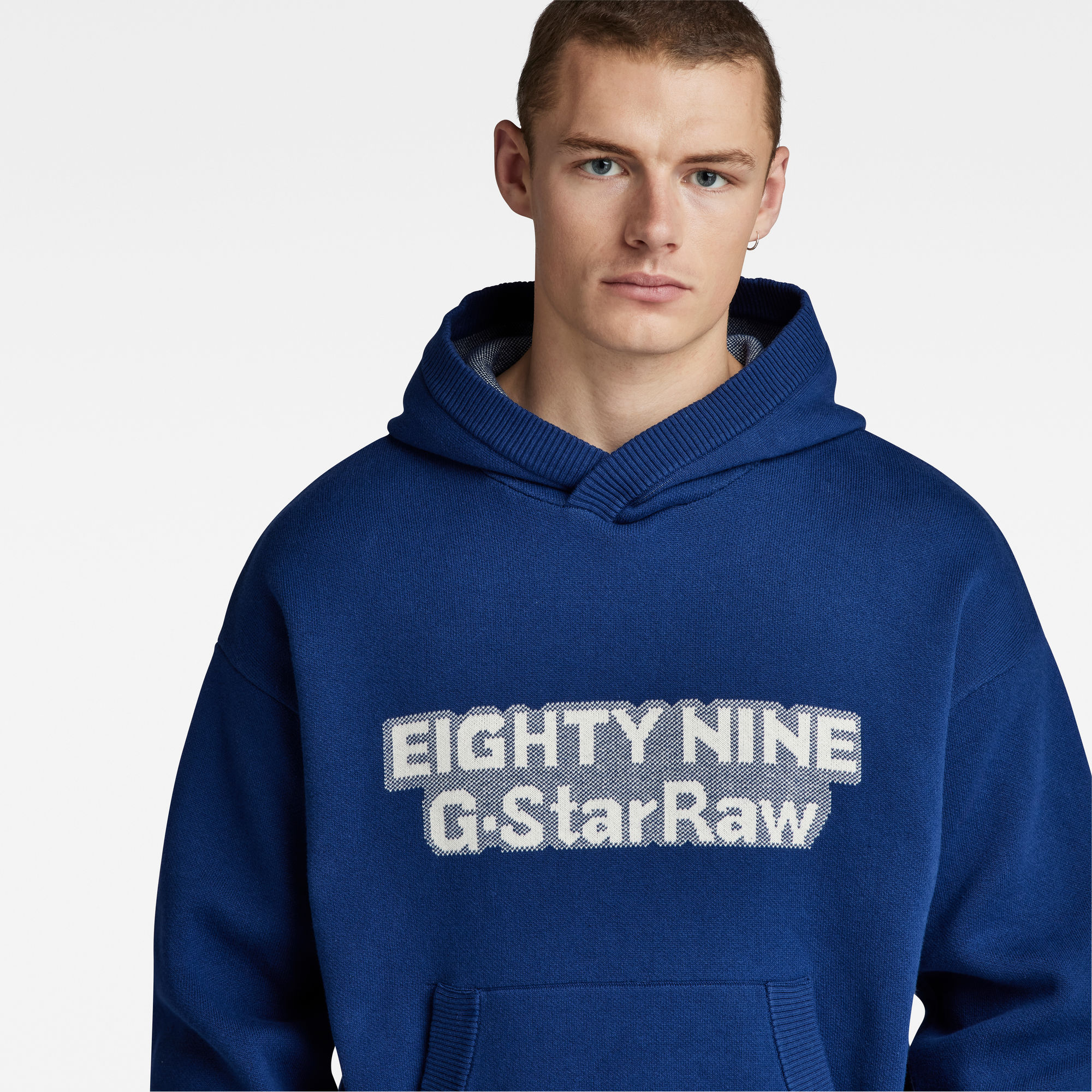 G-Star RAW Graphic Loose Gebreide Hoodie Midden blauw Heren