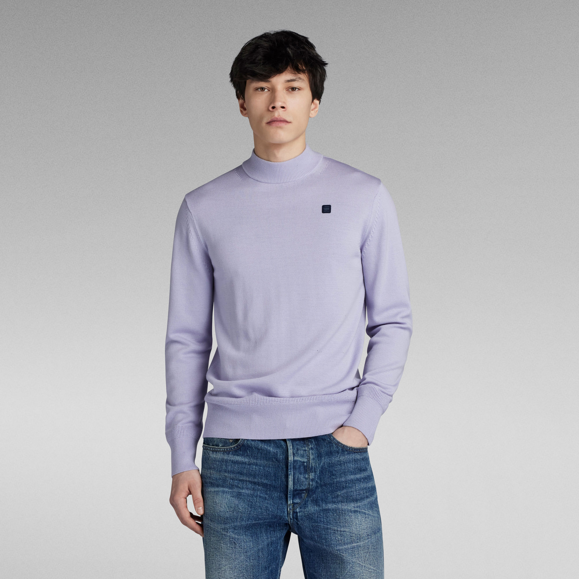 

Premium Core Mock Knitted Sweater - Grey - Men