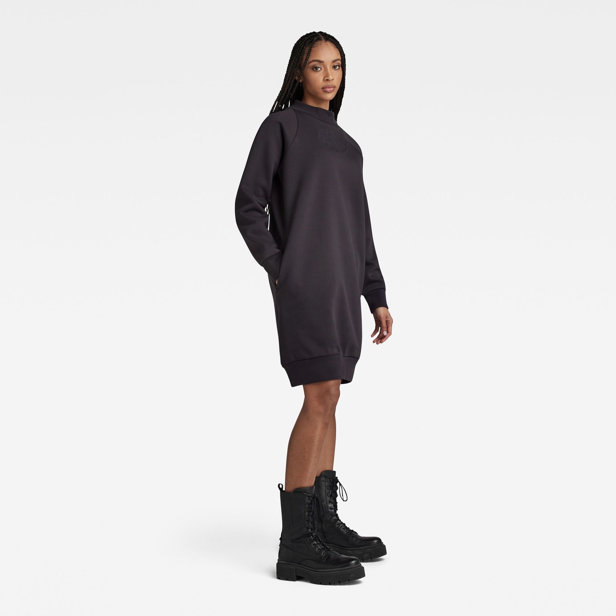 G-Star RAW Mock Raglan Sweaterjurk Grijs Dames