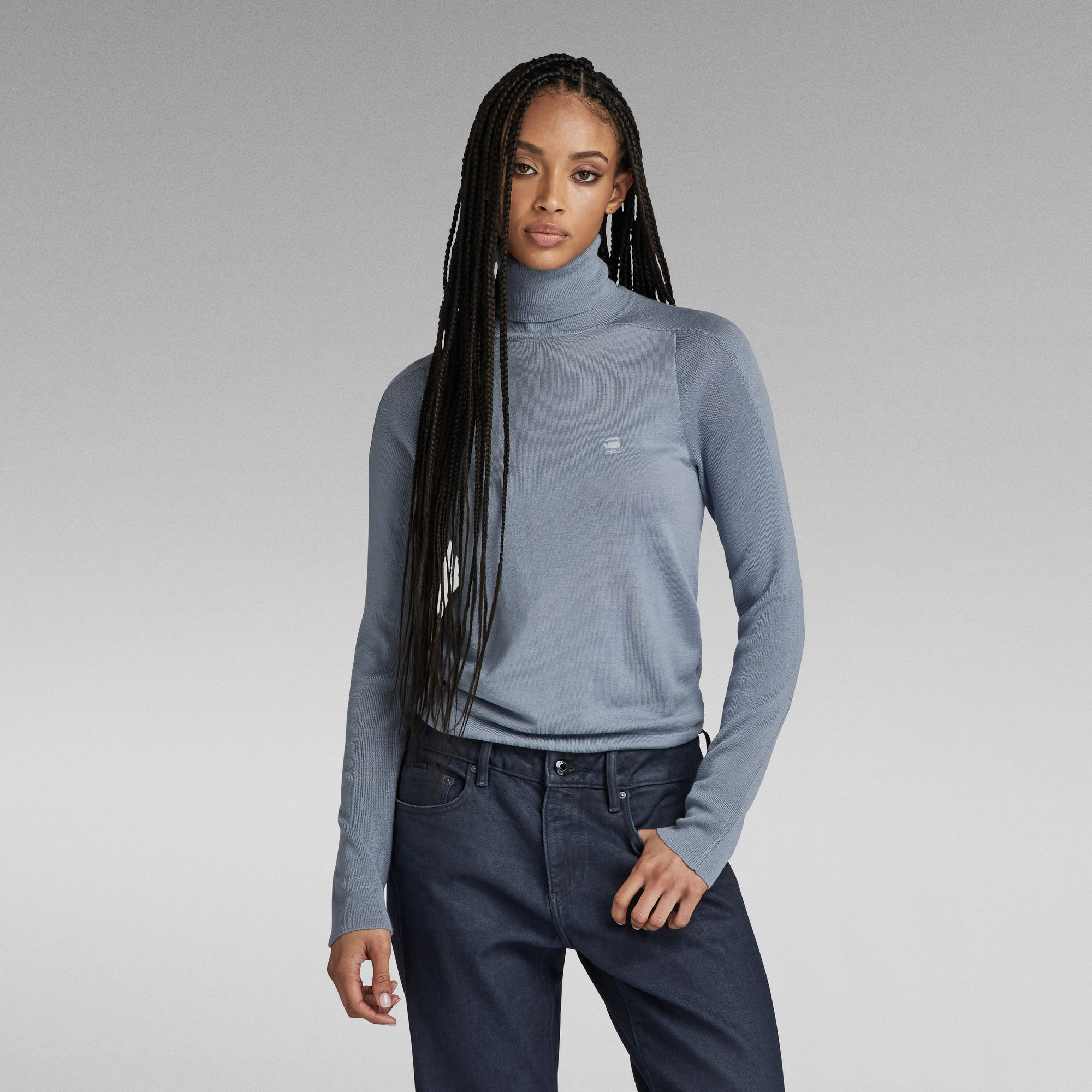 Core Slim Turtle Knitted Pullover - Grau - Damen