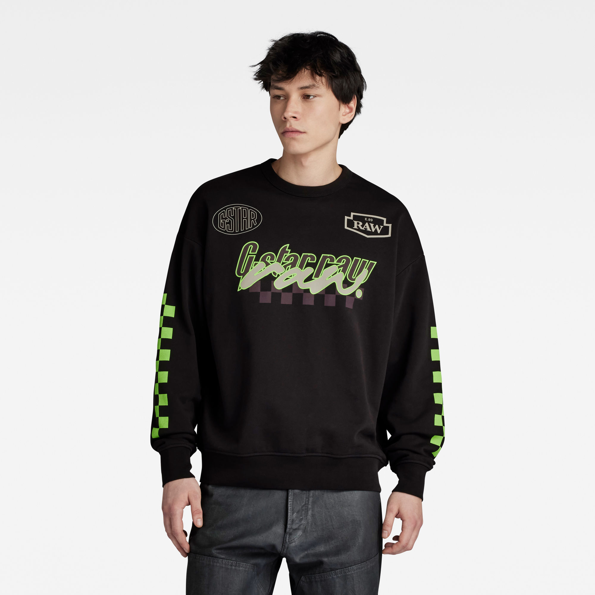 G-Star RAW Moto Sport Graphic Loose Sweater Zwart Heren