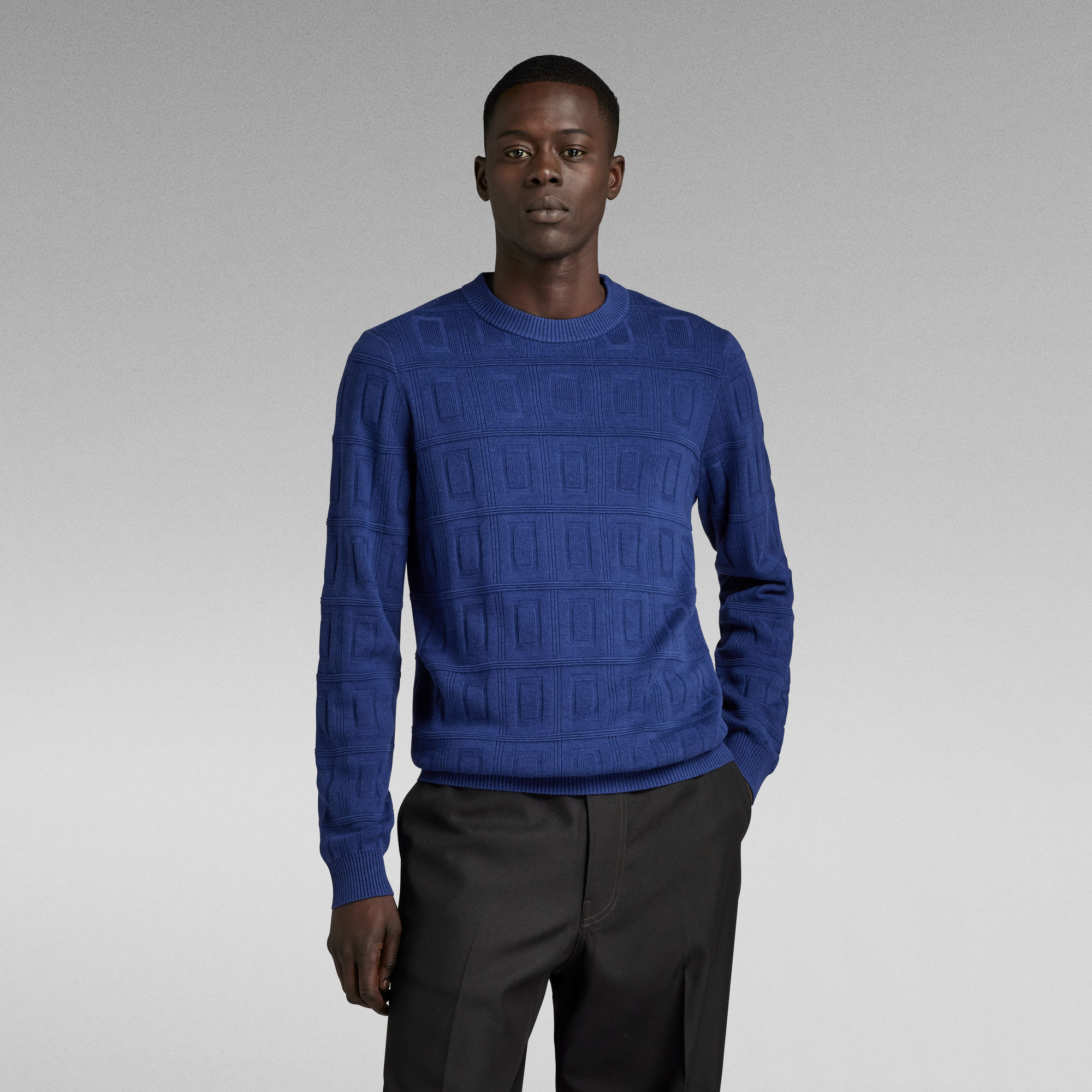 G-Star RAW Table Structure Gebreide Trui Midden blauw Heren