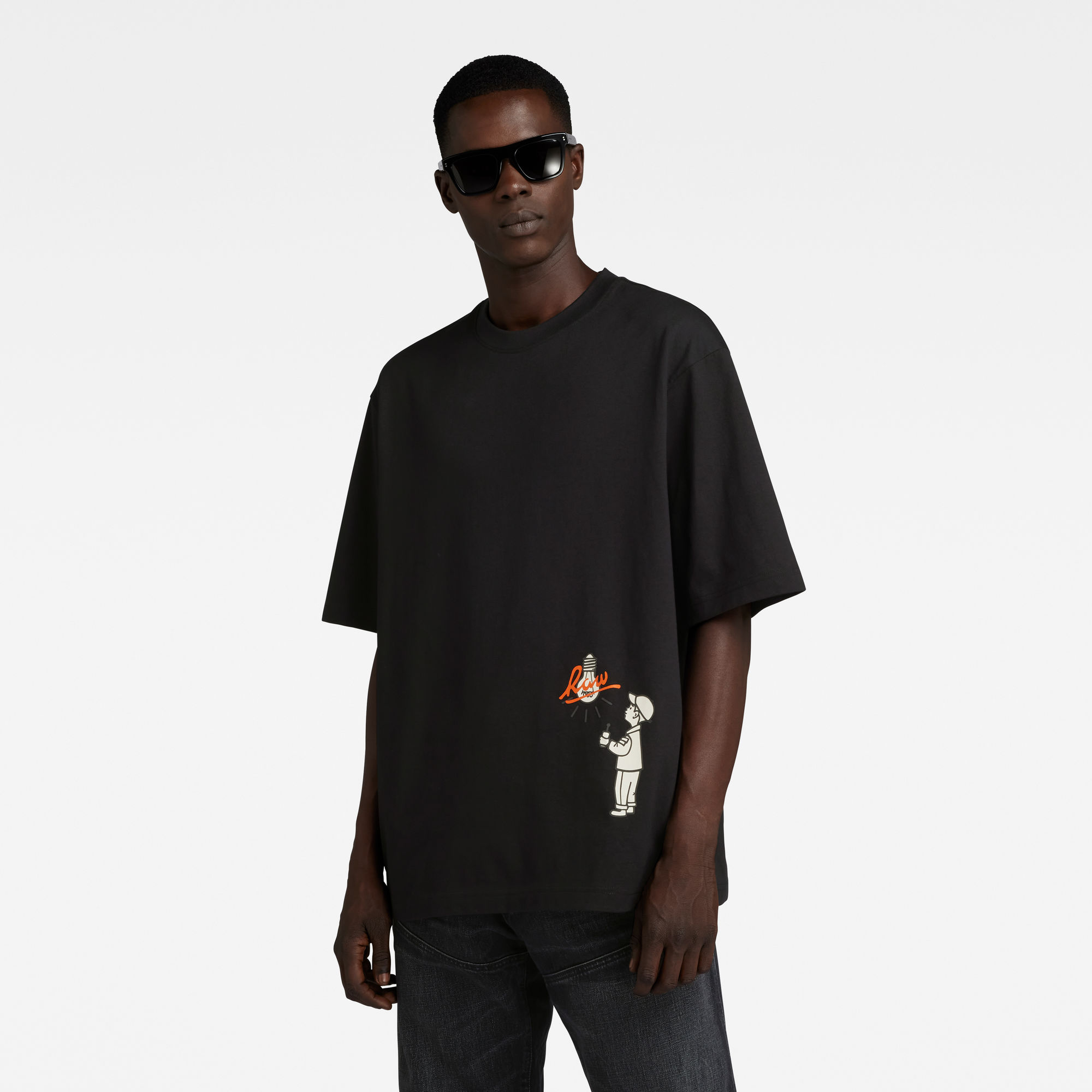 

Light Bulb Graphic Boxy T-Shirt - Schwarz - Herren