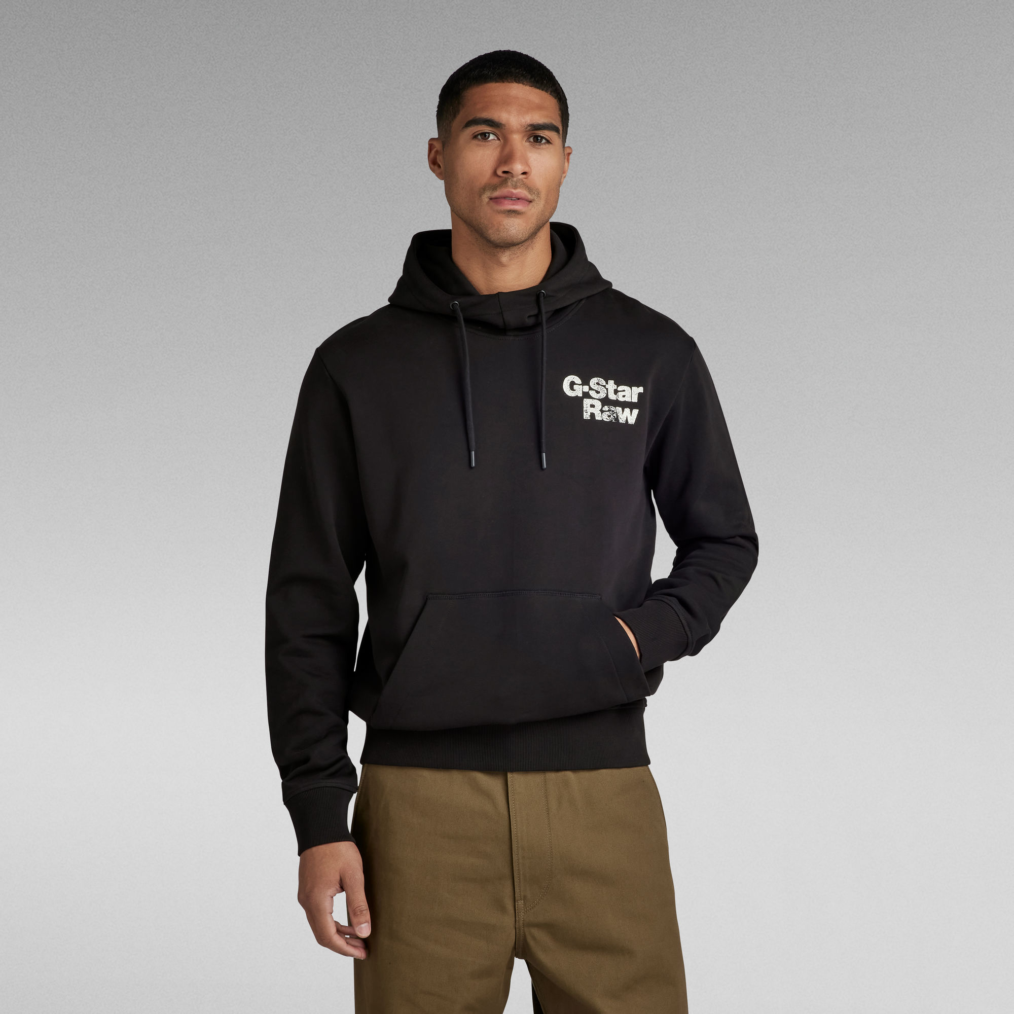 G-Star RAW Back Print Hoodie Zwart Heren