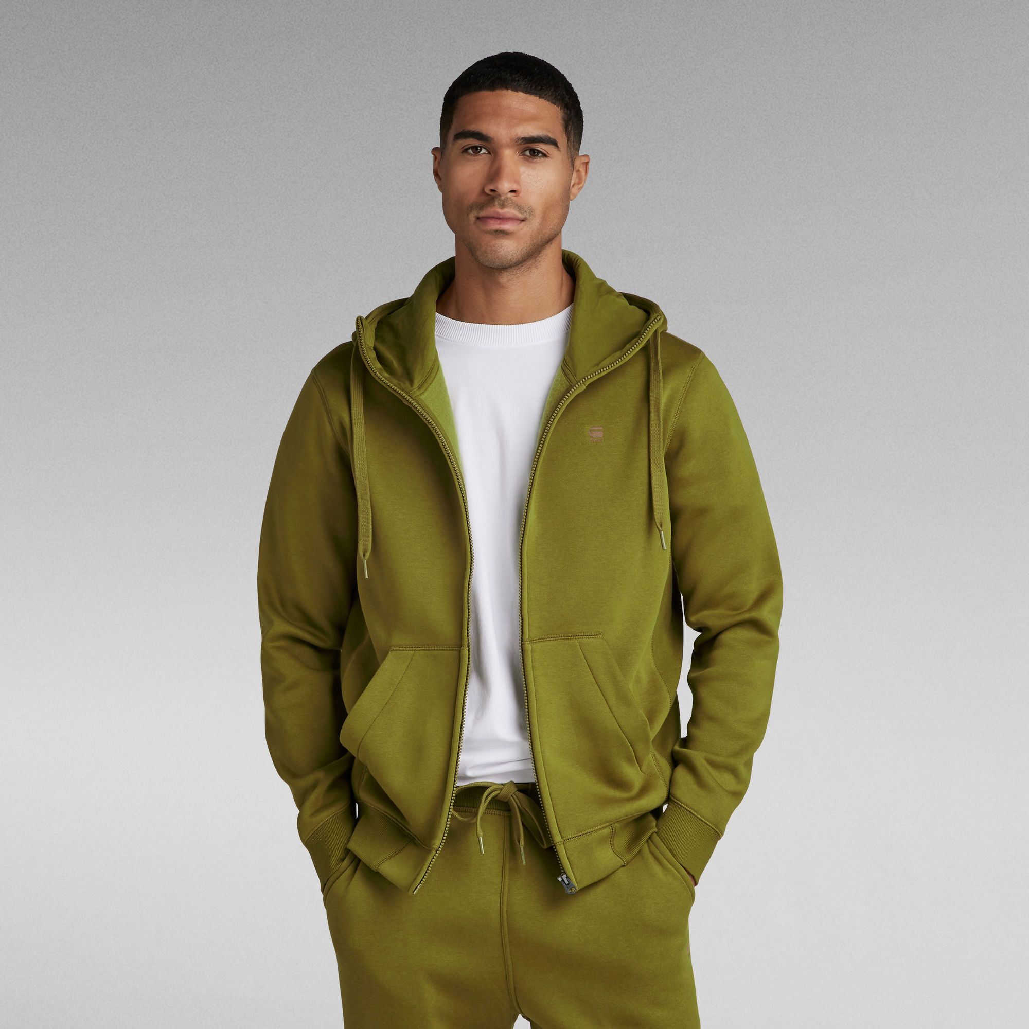 

Premium Core Hooded Zip Thru Sweater - Green - Men