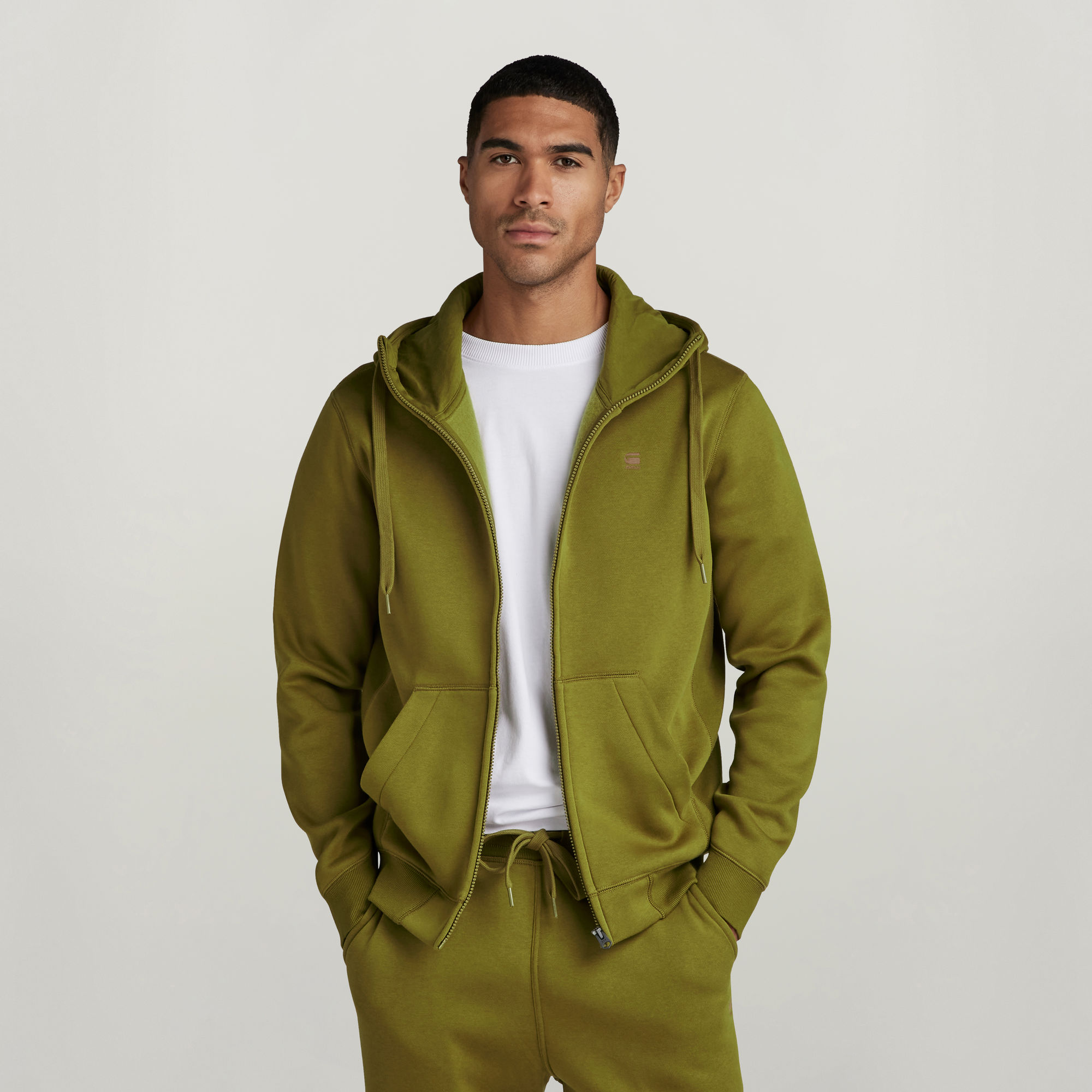 G-Star RAW Premium Core Hoodie Met Rits Groen Heren