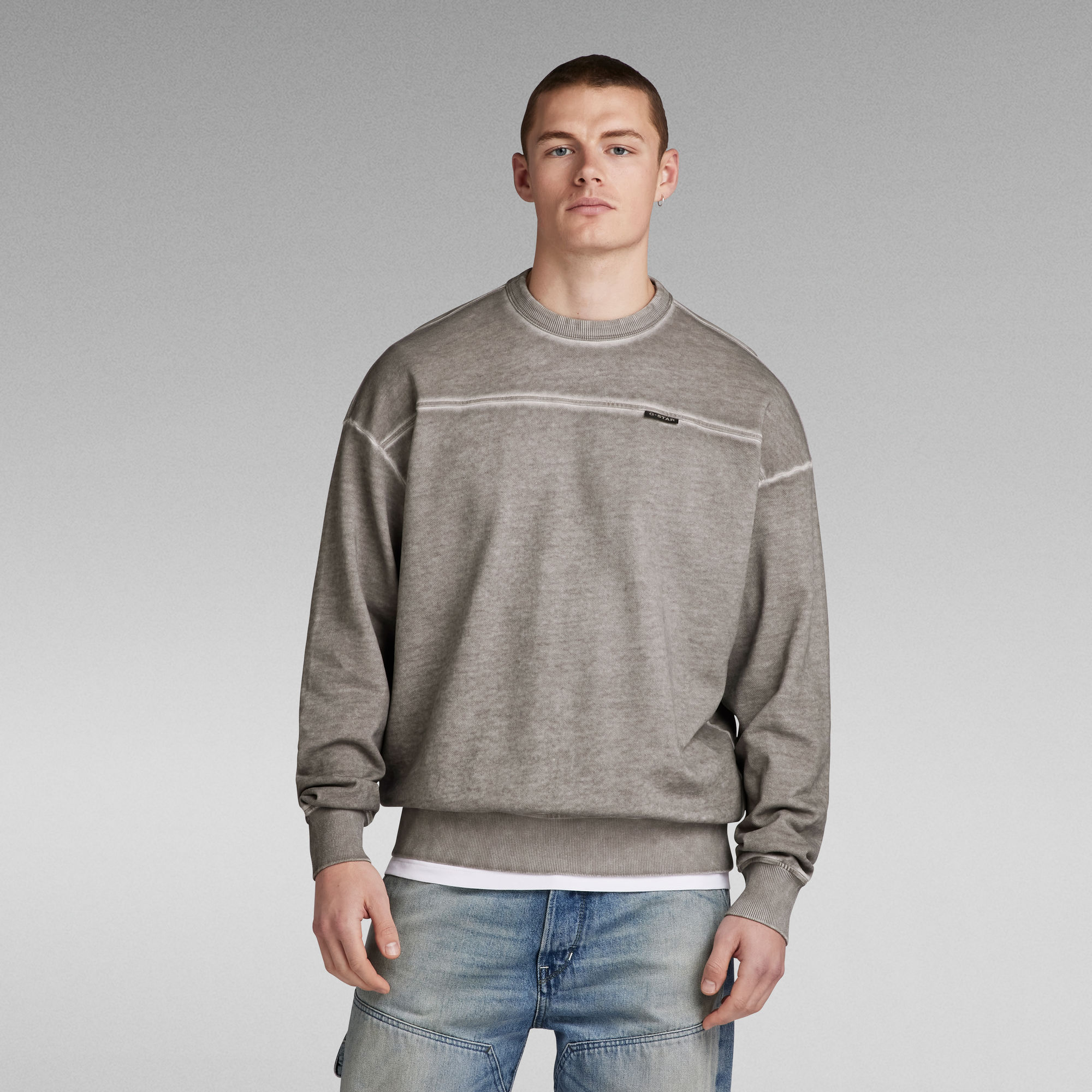 Garment Dyed Loose Sweatshirt - Beige - Herren