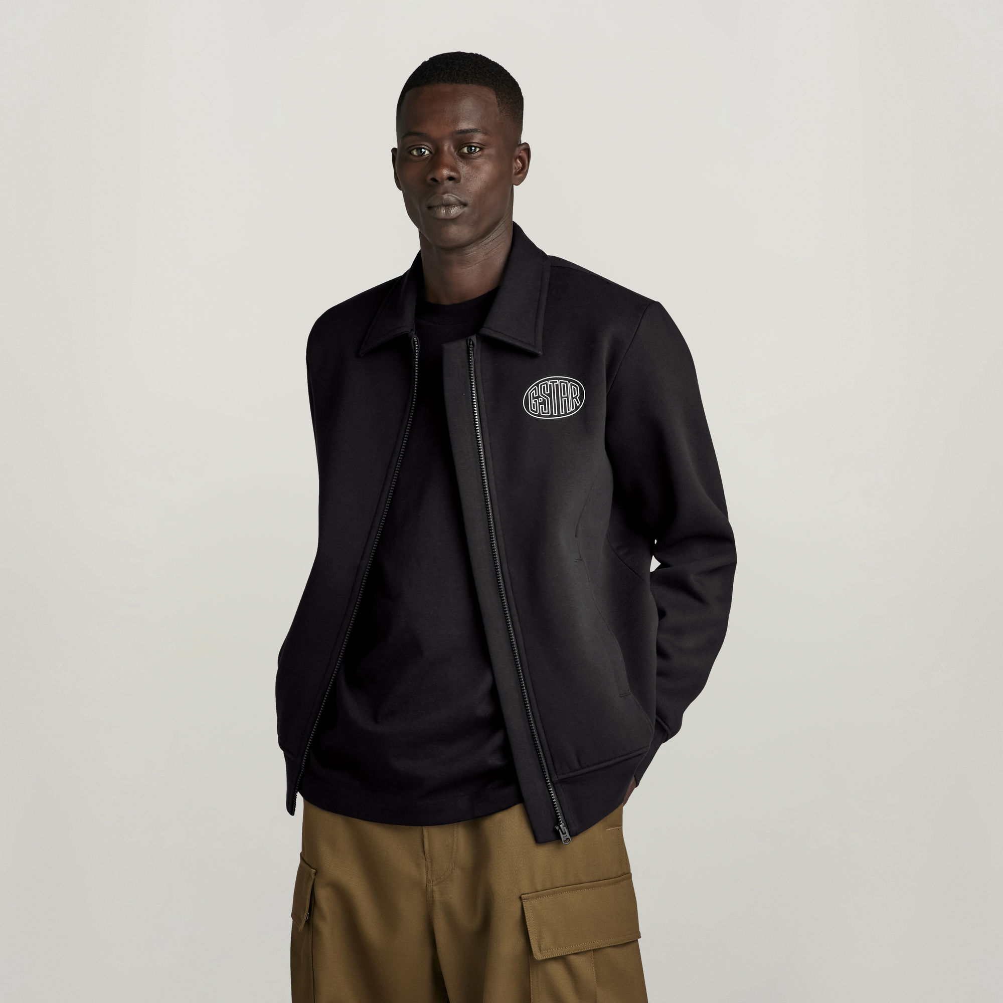 

Polo Collar Sweater Met Rits - Zwart - Heren