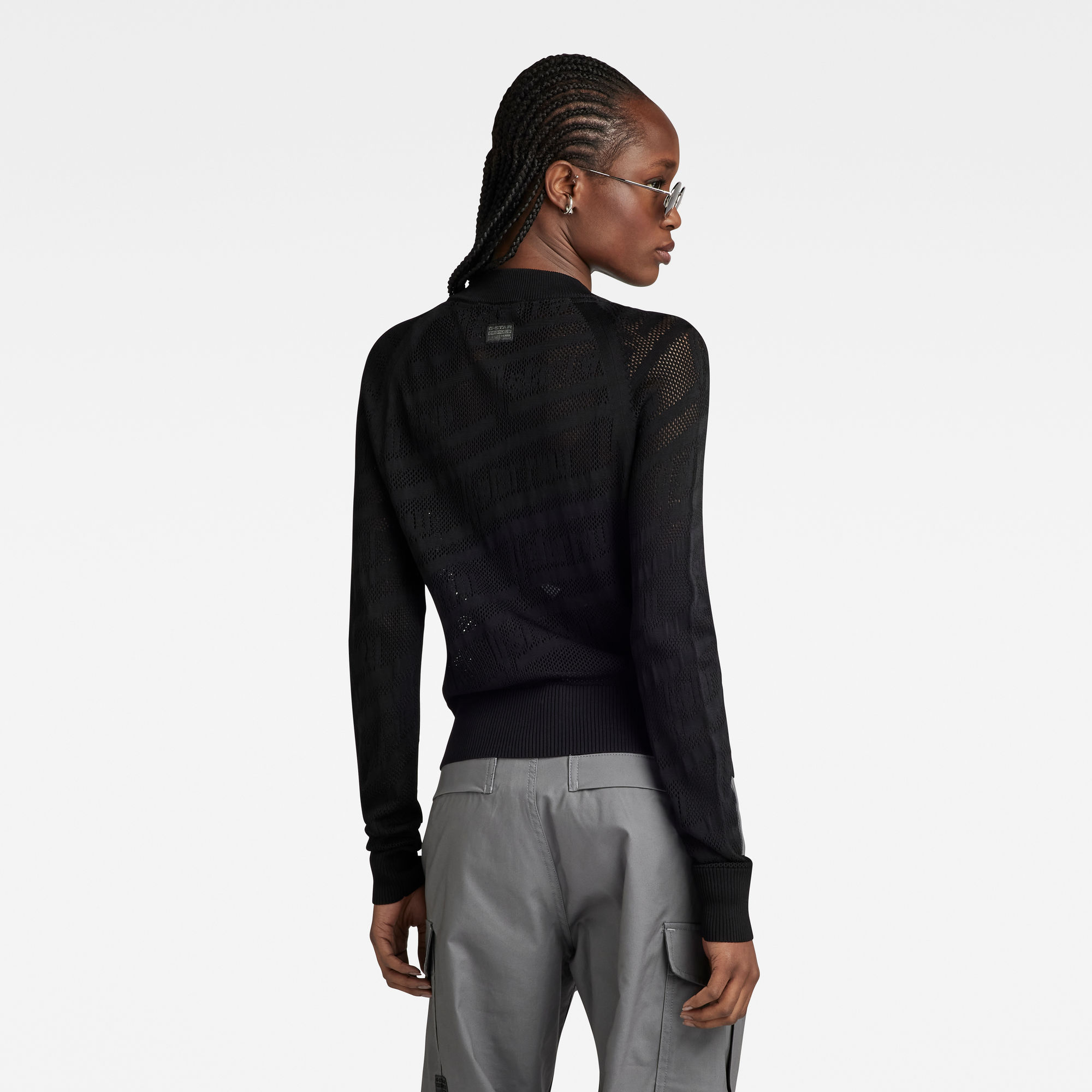 G-Star RAW Pointelle Text Gebreide Trui Zwart Dames