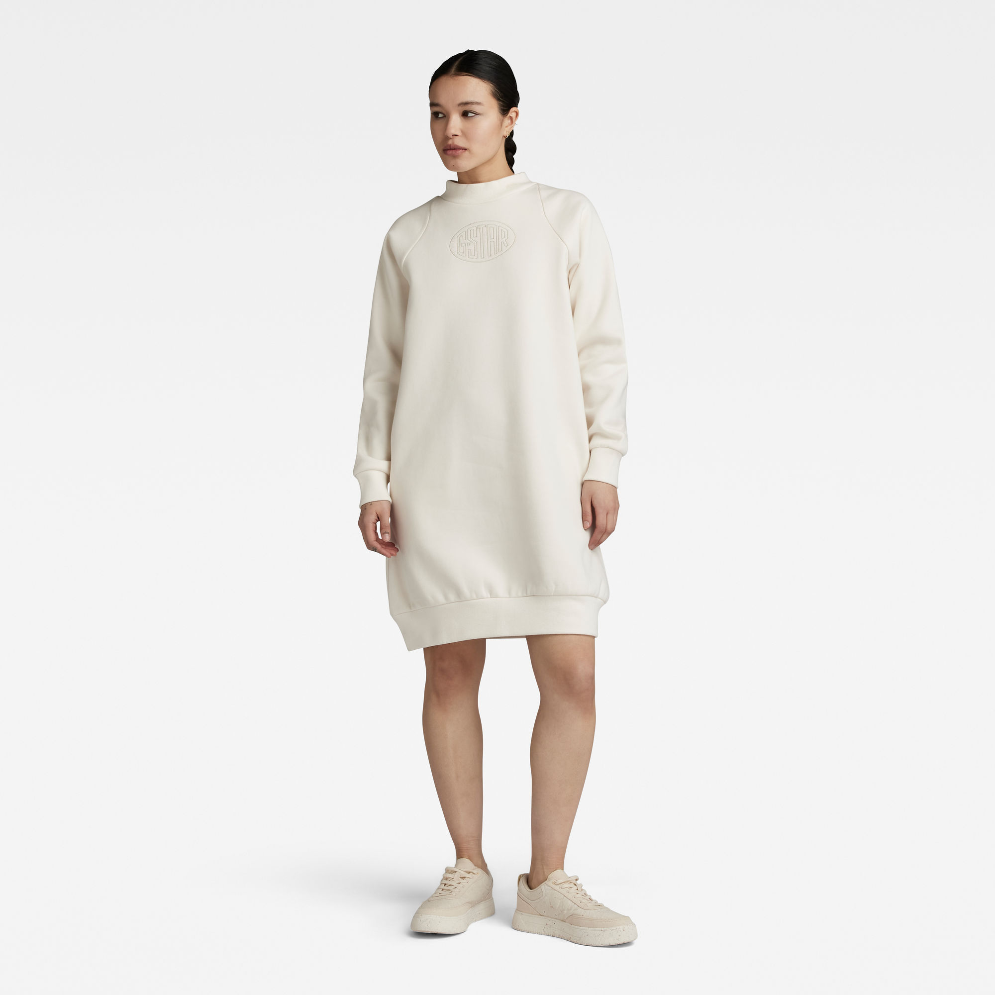 

Mock Raglan Sweat Dress - Beige - Women