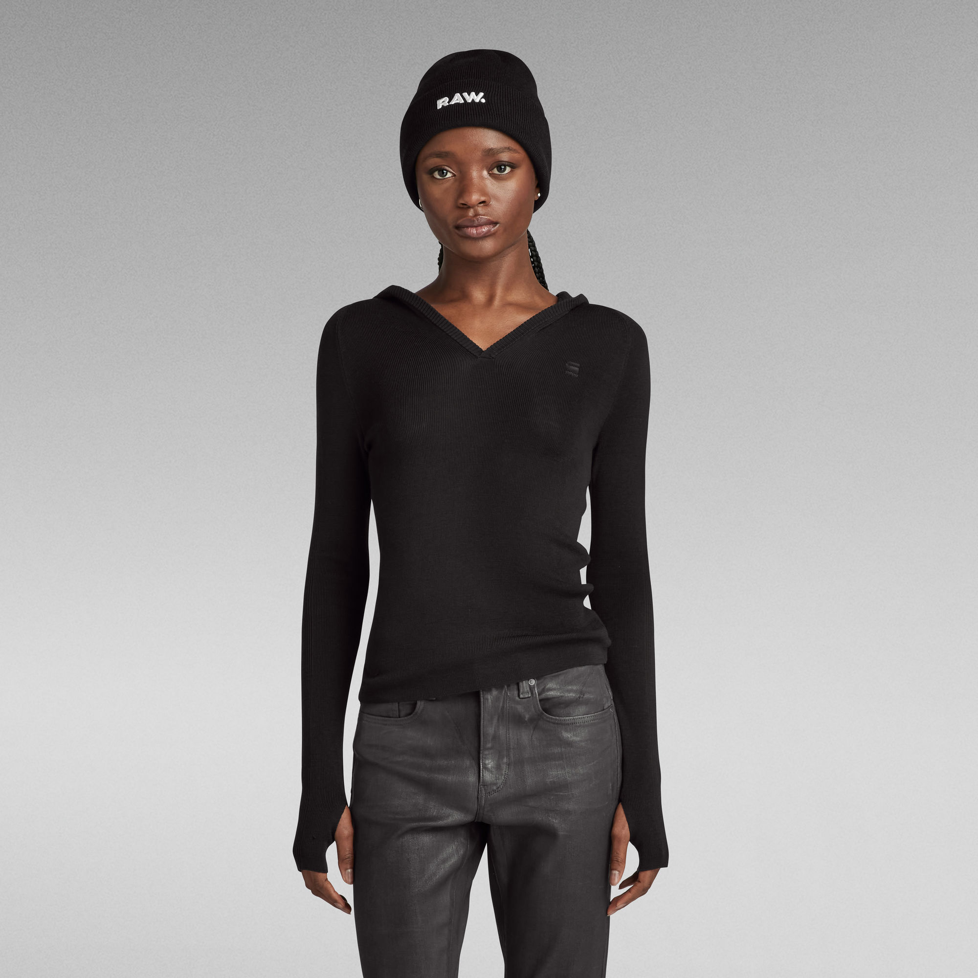 G-Star RAW Gebreide Hoodie Slim - Zwart - Dames