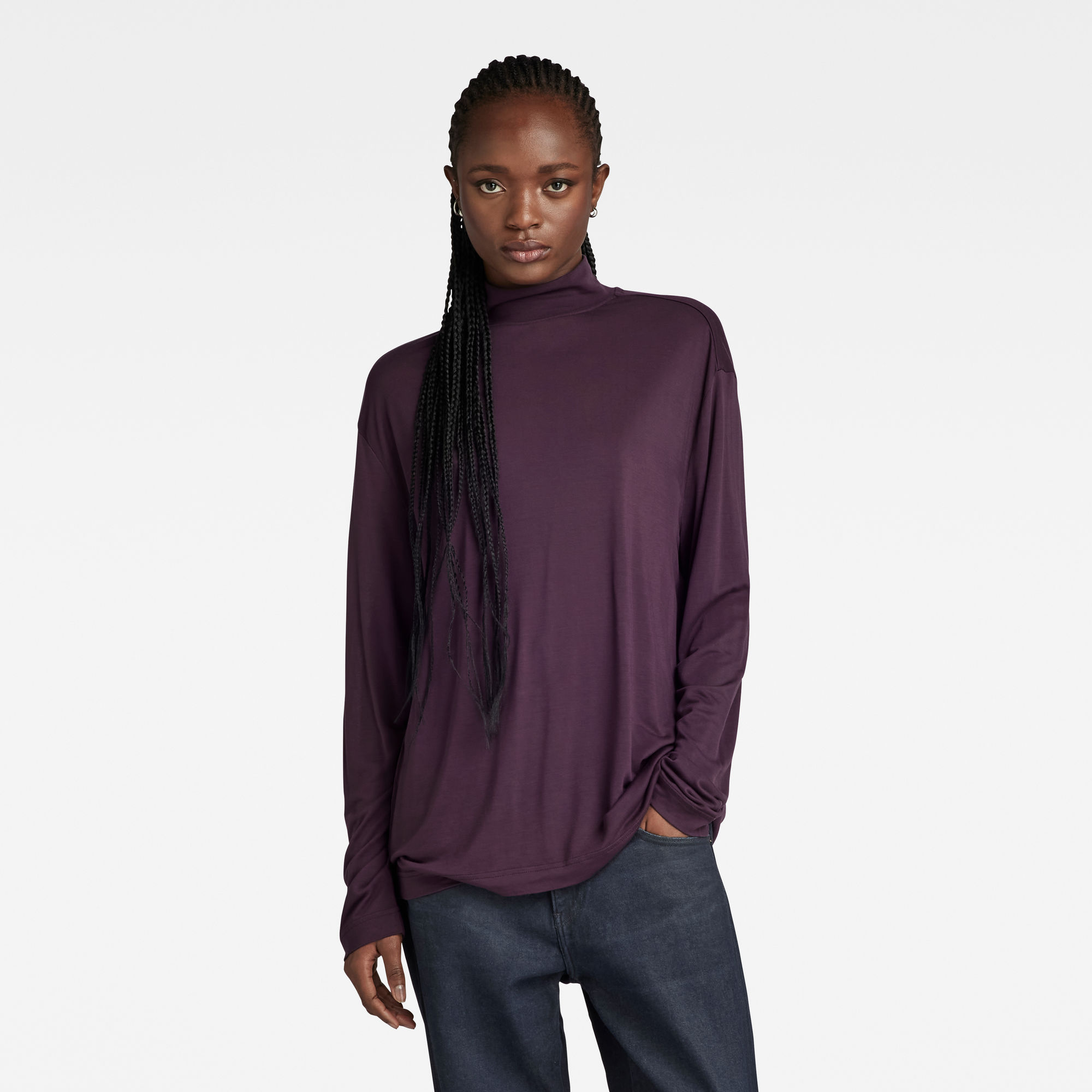 

Essential Mock Loose Top - Purple - Women