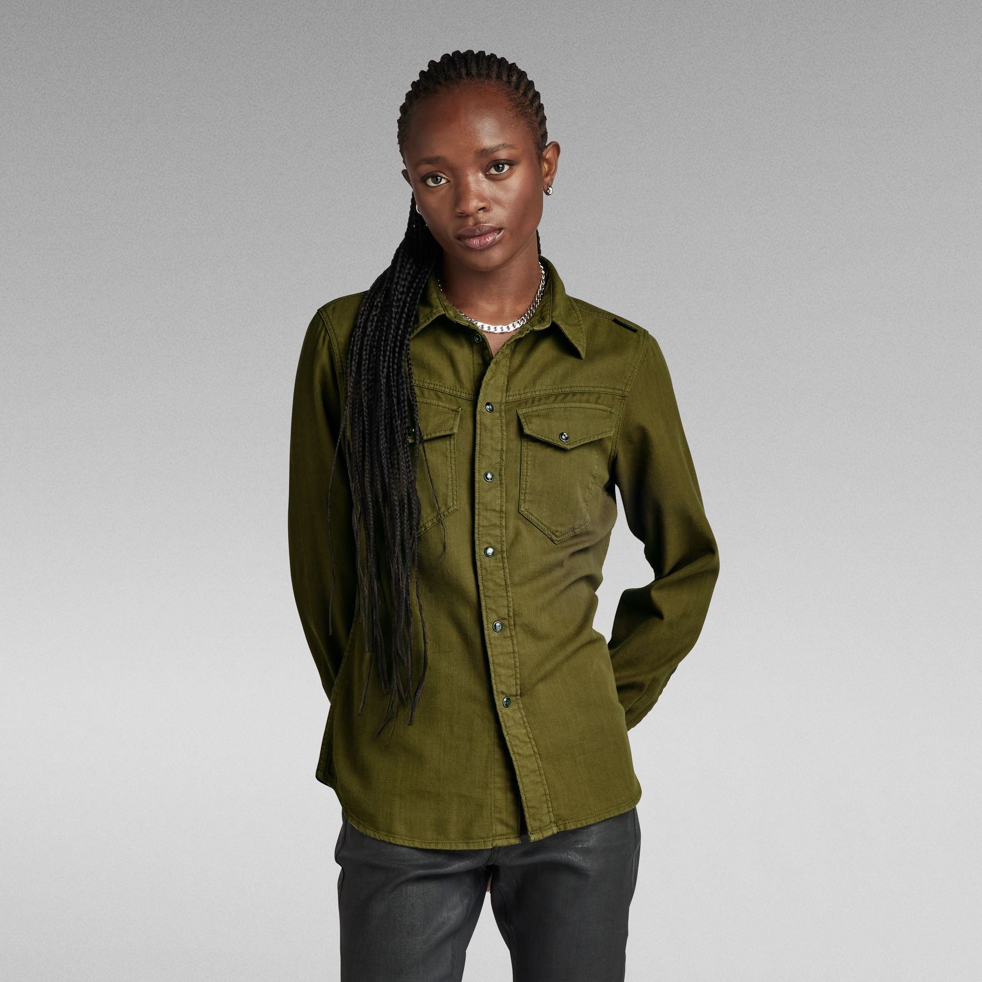 

Slim Shirt - Green - Women