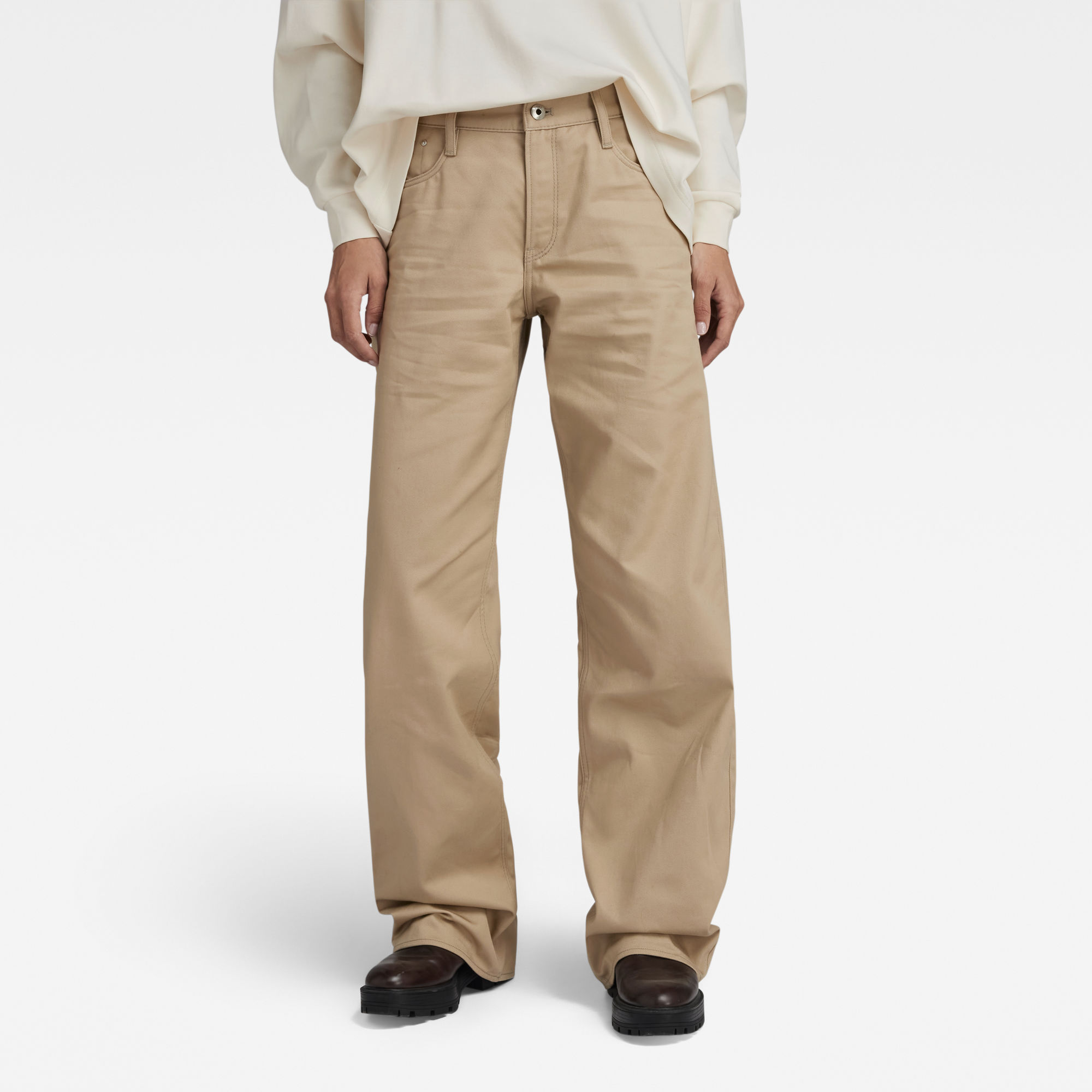 

Judee Low Waist Loose Broek - Beige - Dames