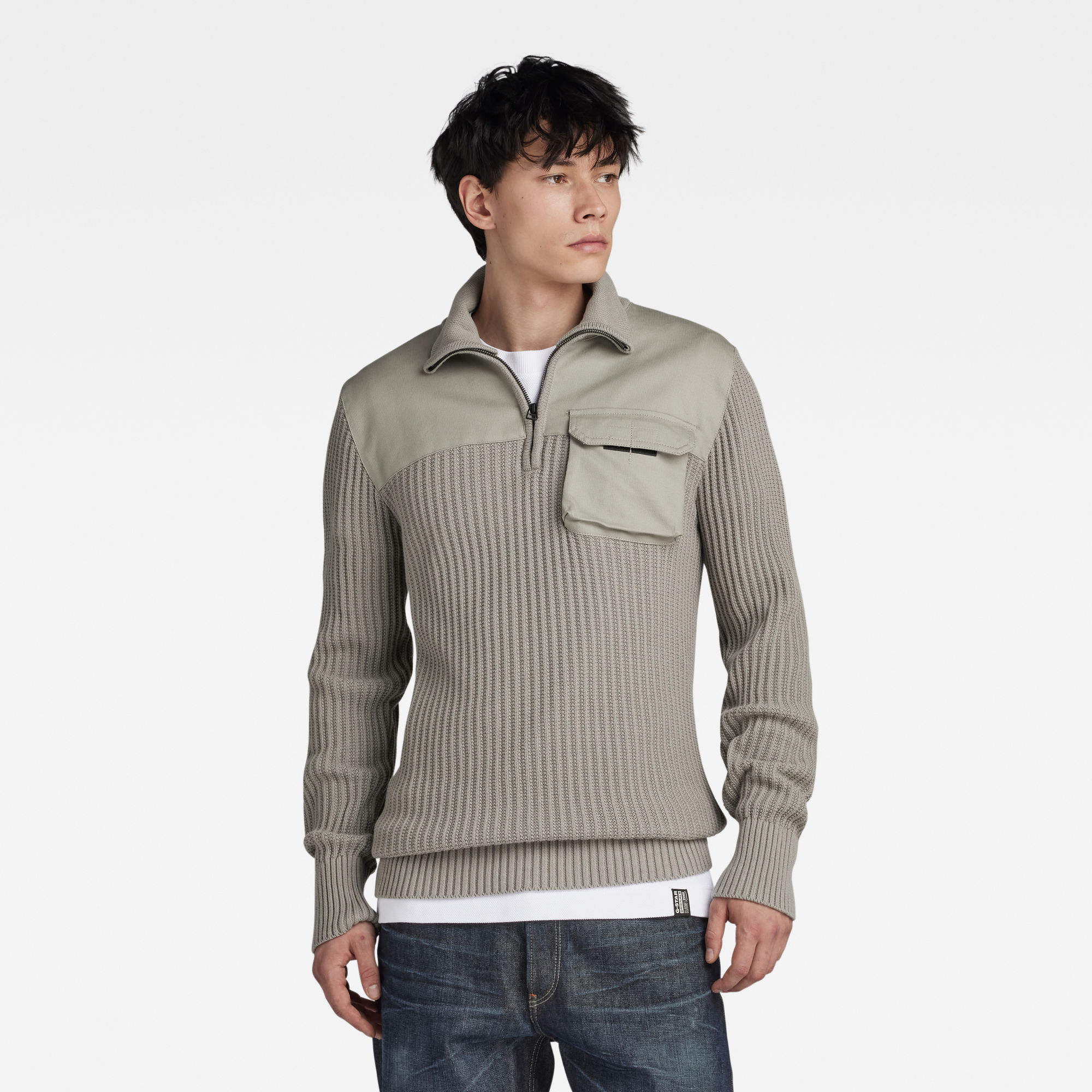 

Gebreide Trui Army Half Zip - Grijs - Heren