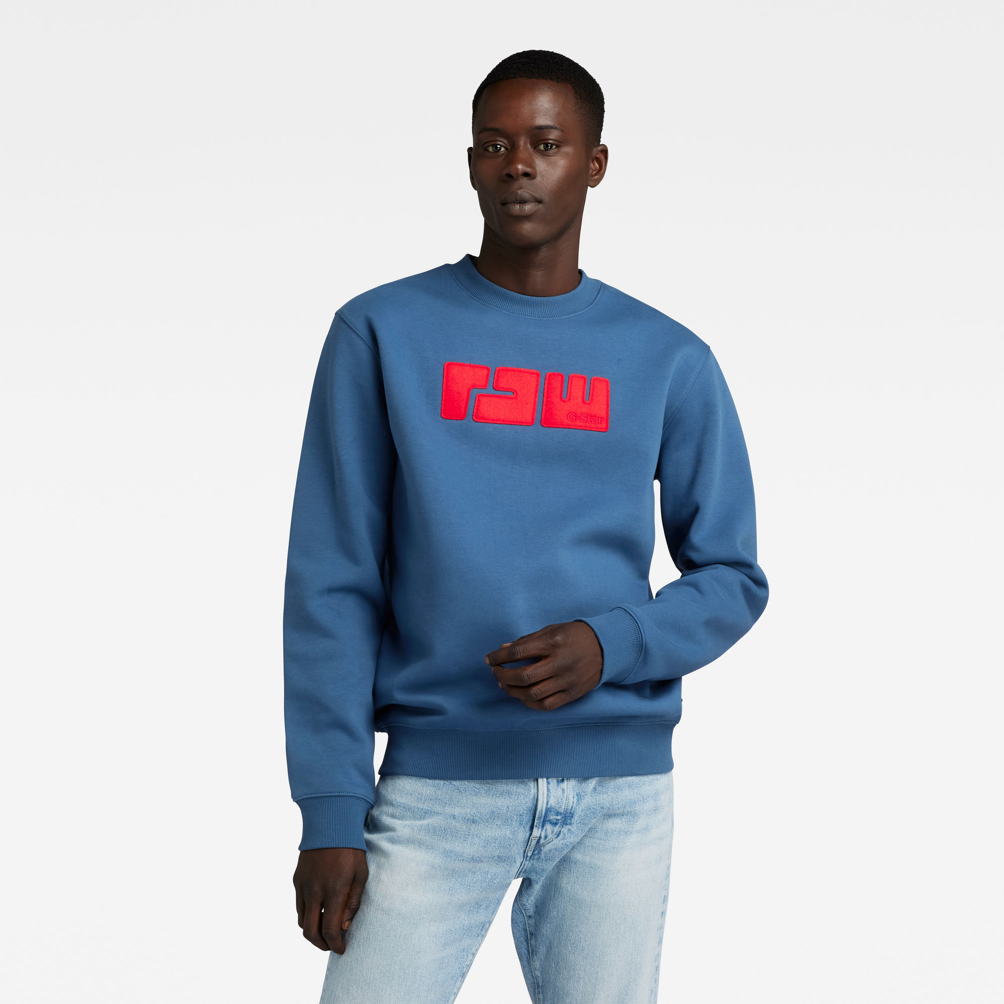 

RAW. Felt Sweater - Medium blue - Men