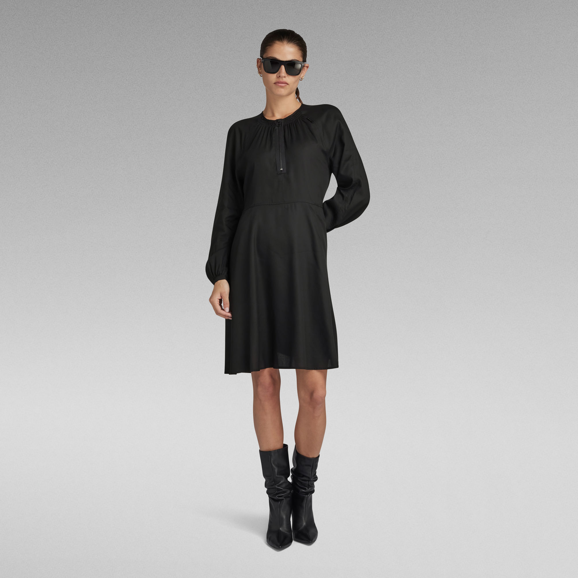 

Short Flared Dress - Black - Women