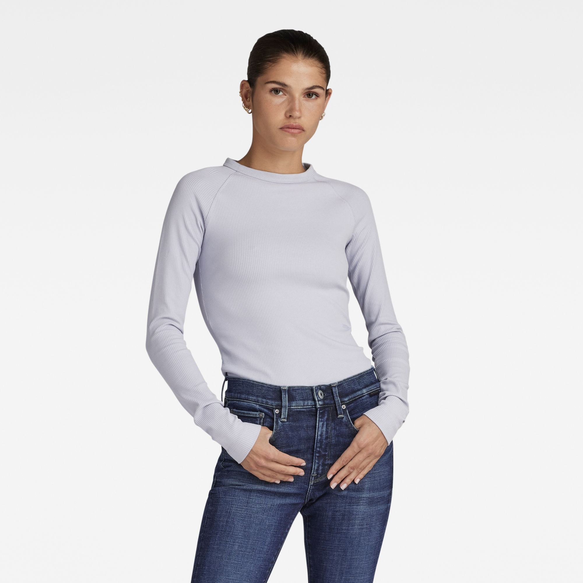 

Slim Rib Top - Grau - Damen