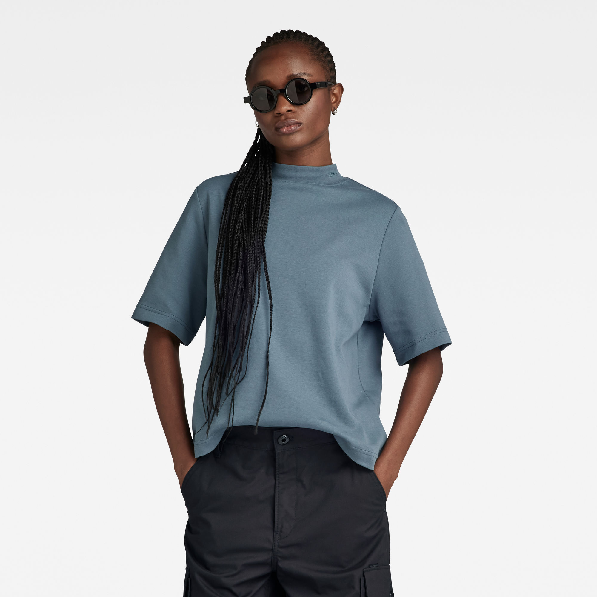 

Moto Logo Mock Top - Grey - Women