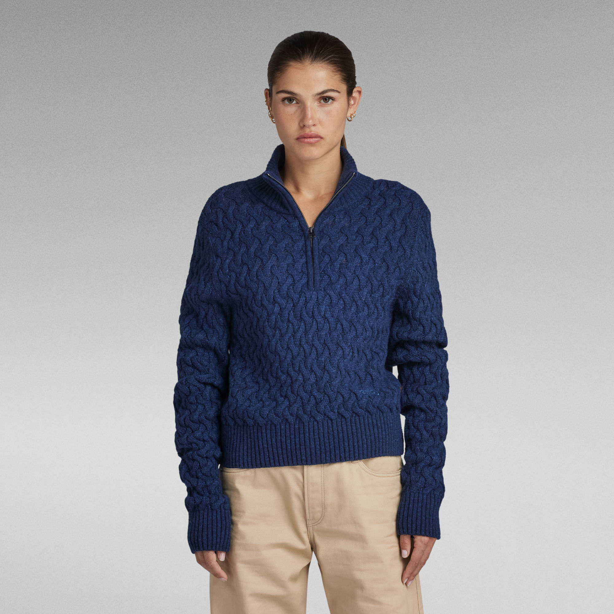 

Chunky Skipper Knitted Sweater - Medium blue - Women