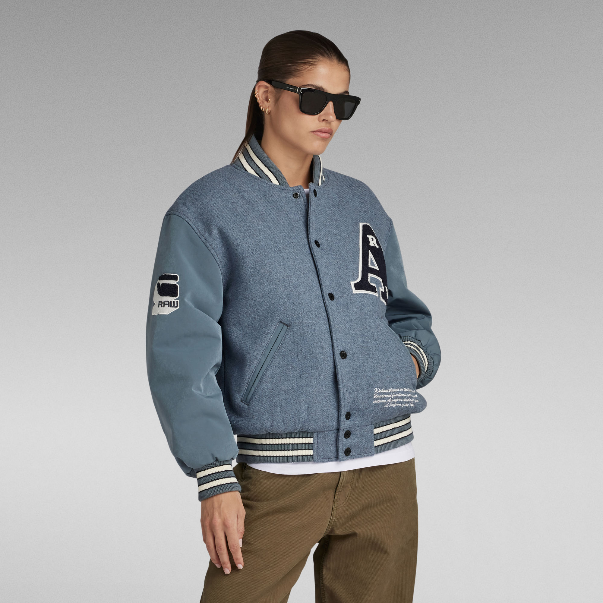 G-Star RAW Premium Oversized Varsity Wool Bomberjack - Grijs - Dames