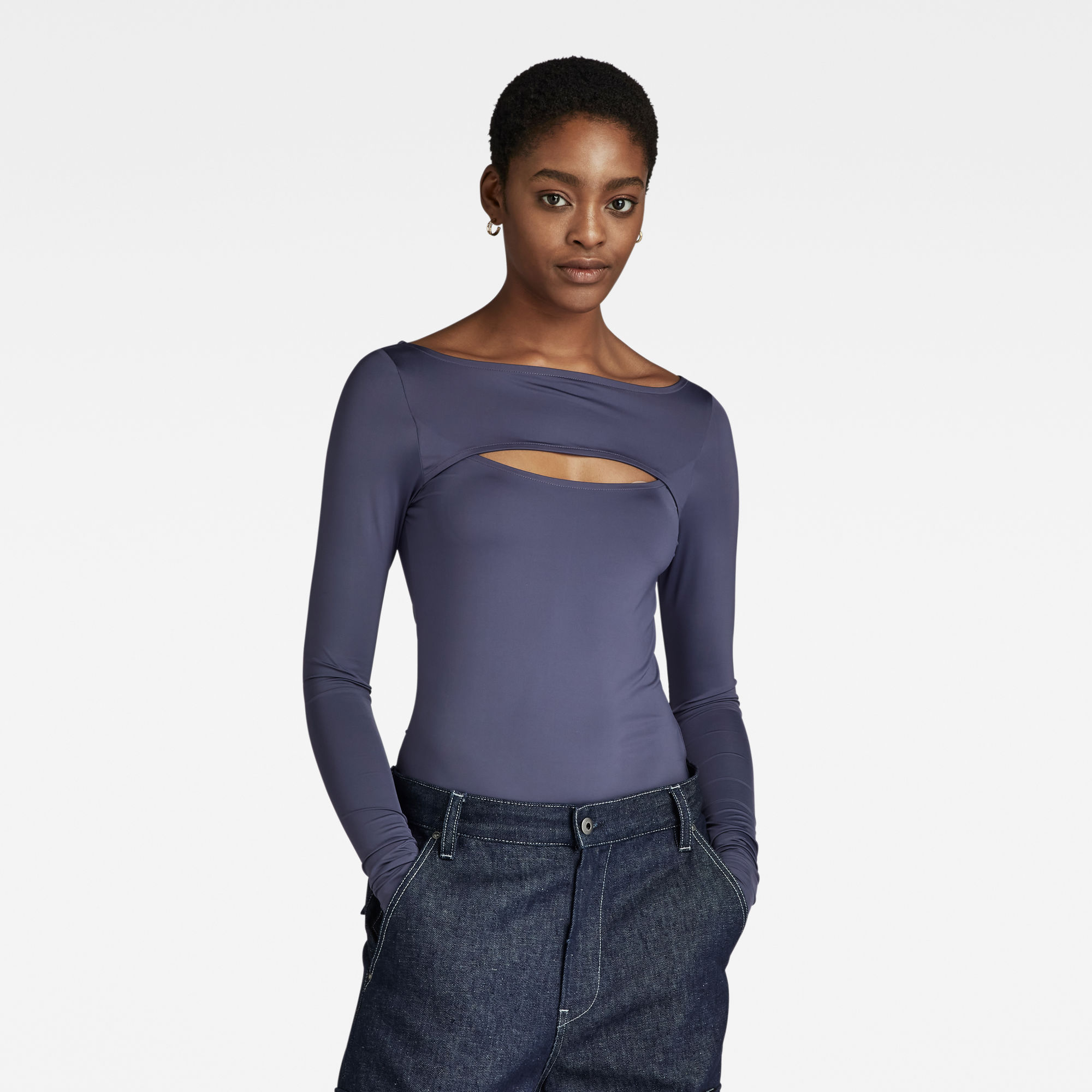 

Cut-Out Slim Boat Top - Purple - Women