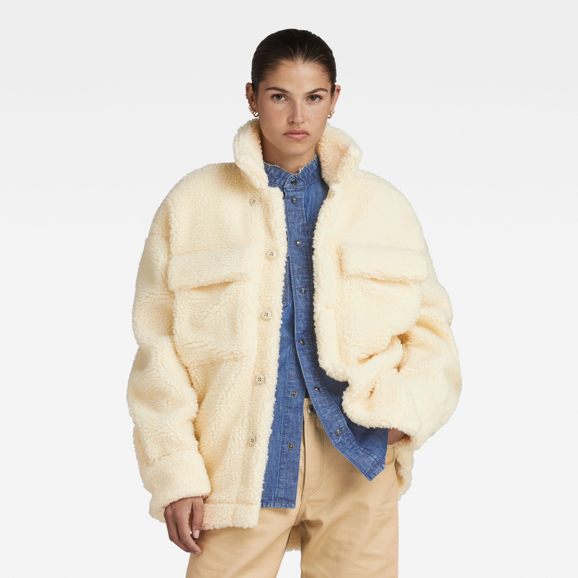

Oversized Teddy Overshirt - Beige - Dames