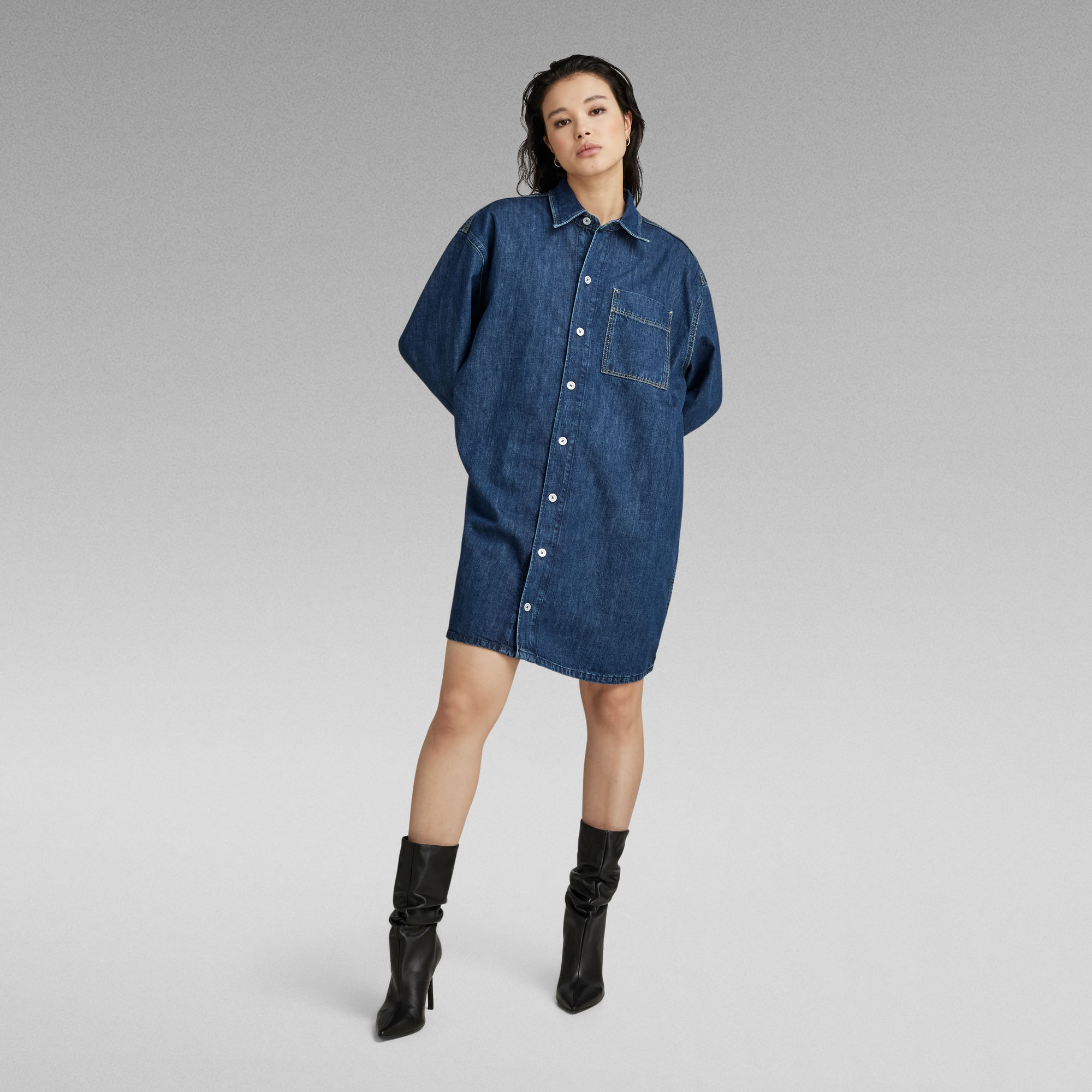 Oversized Denim Kleid - Dunkelblau - Damen