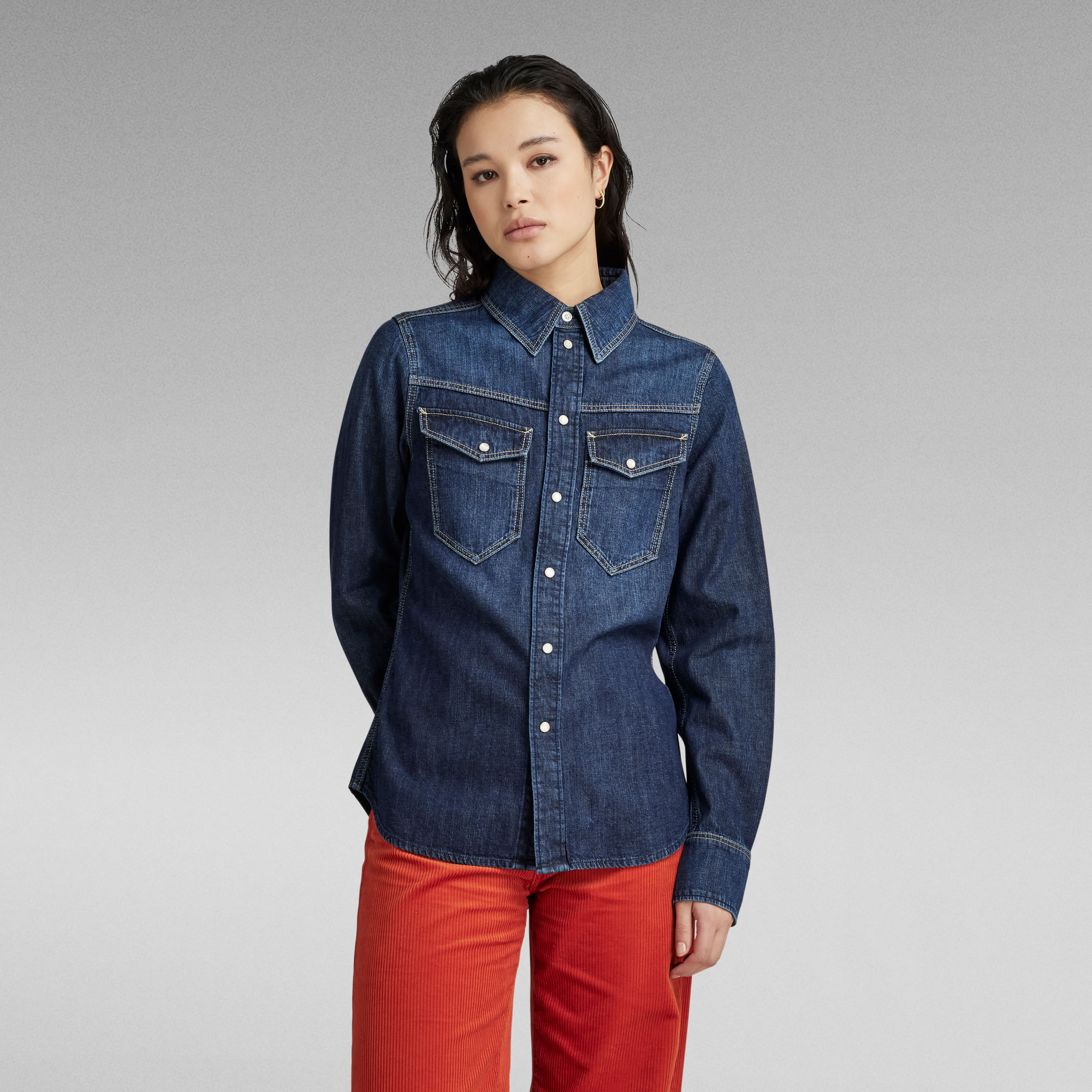 G-Star RAW Slim Denim Shirt - Donkerblauw - Dames