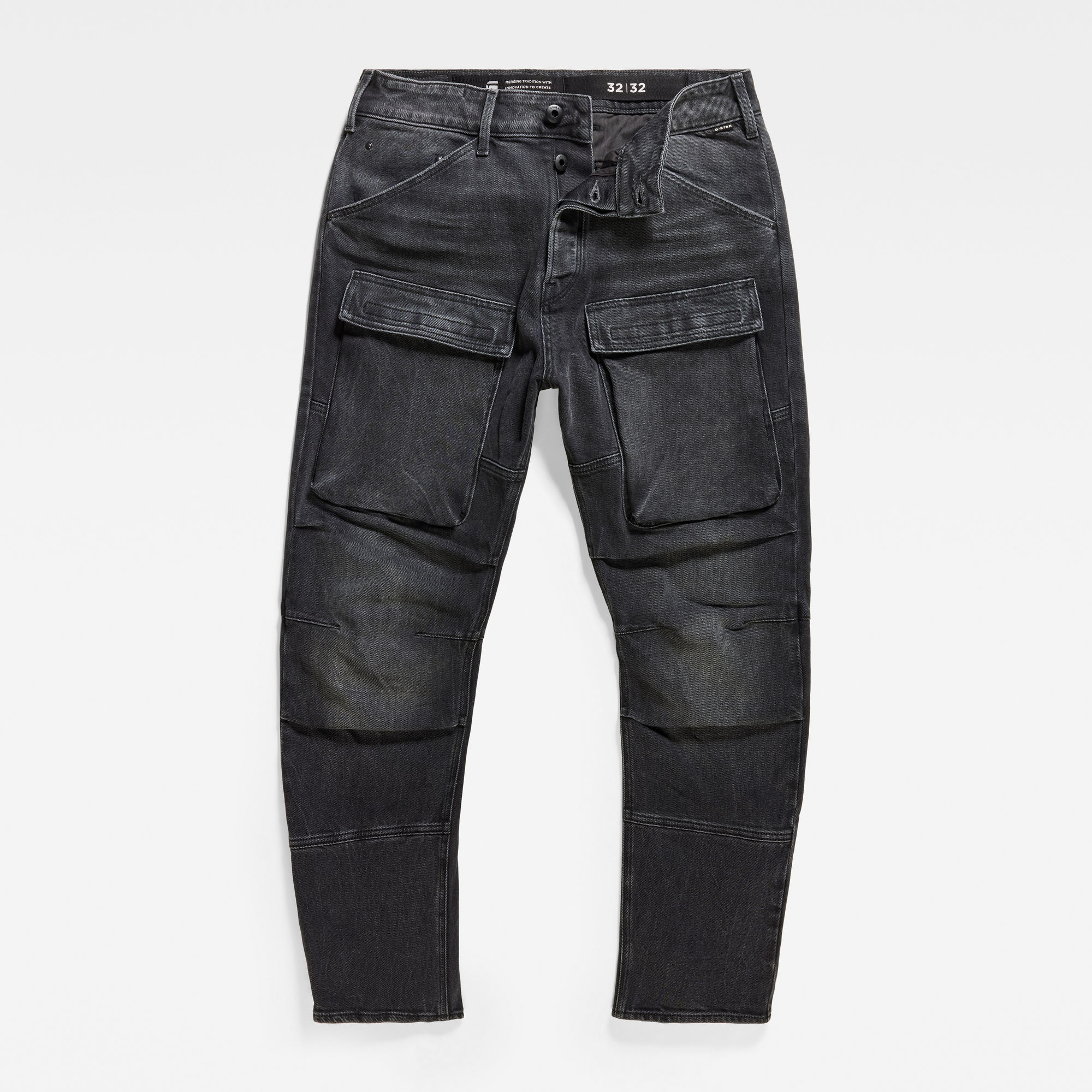 G-Star RAW 3D Straight Tapered Denim Cargo Broek Zwart Heren