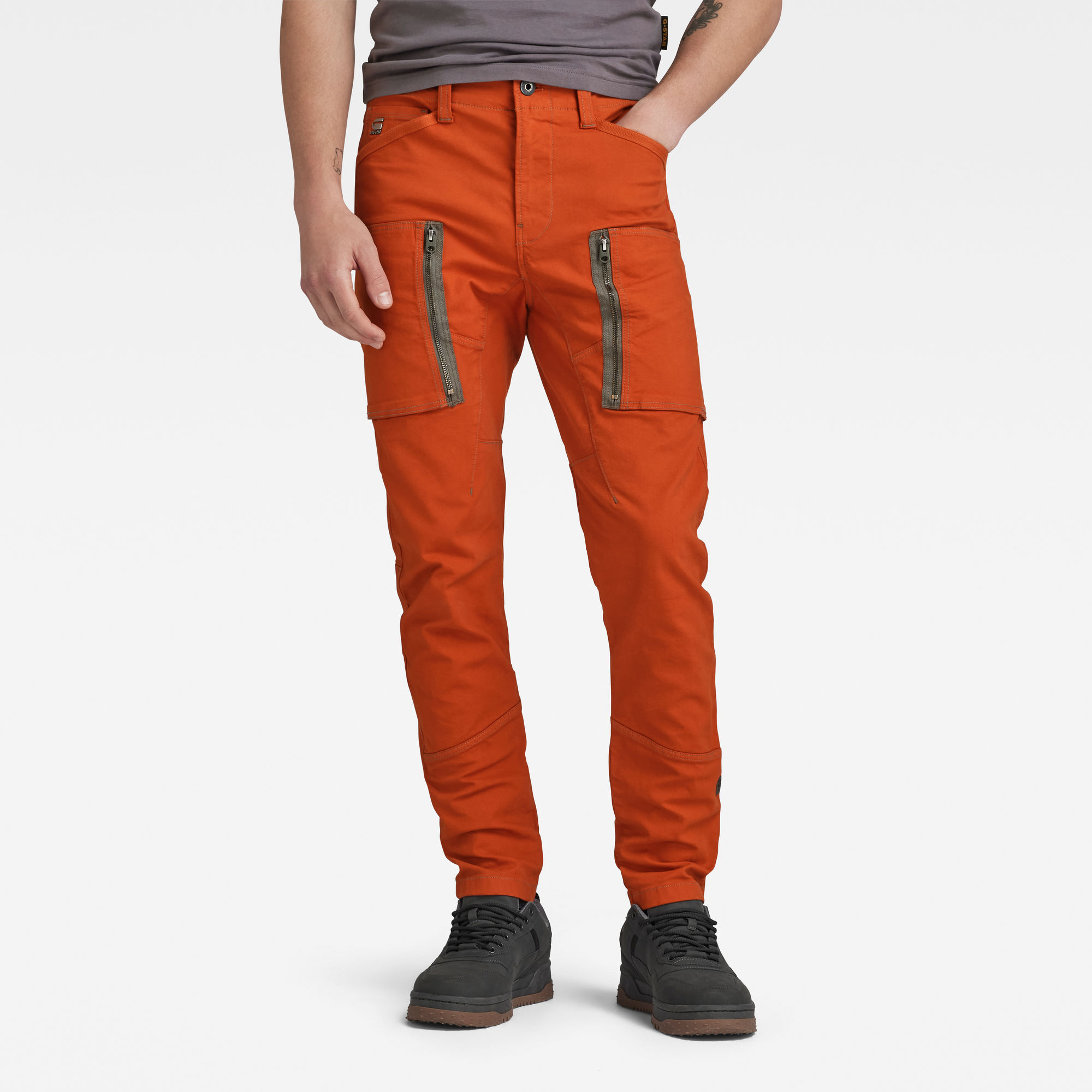 

Zip Pocket 3D Skinny Cargo Pants - Orange - Men