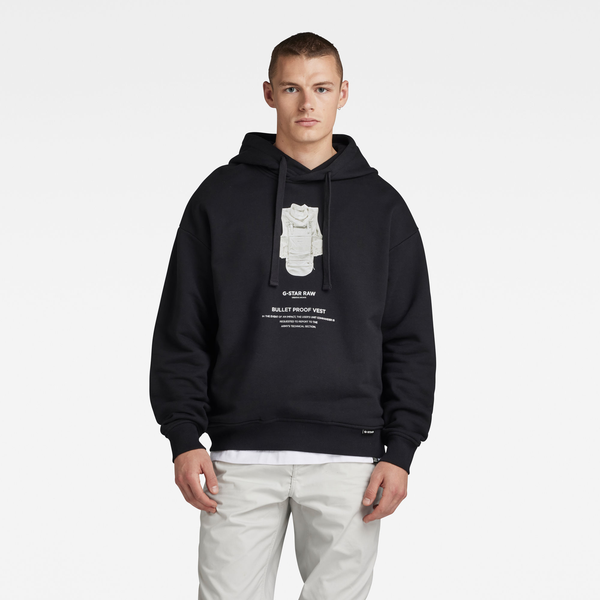 

Archive Hooded Loose Sweater - dk black bullet proof vest - Men